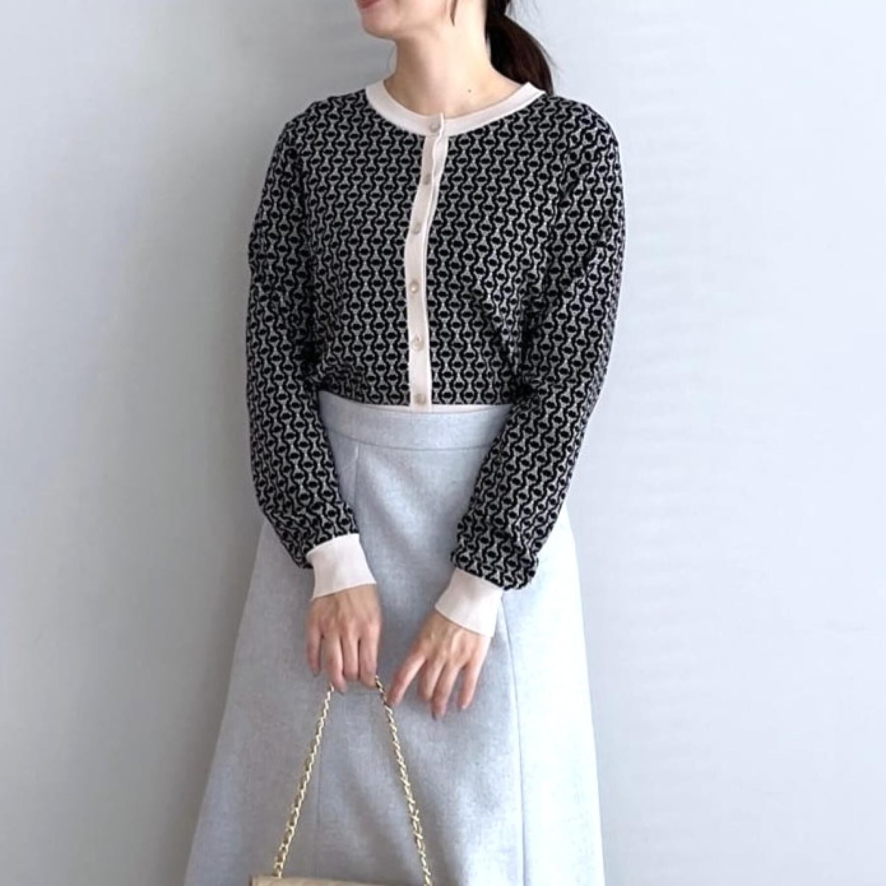 COUP DE CHANCE「【手洗い可】幾何柄風ジャカードカーディガン」|カーディガン|