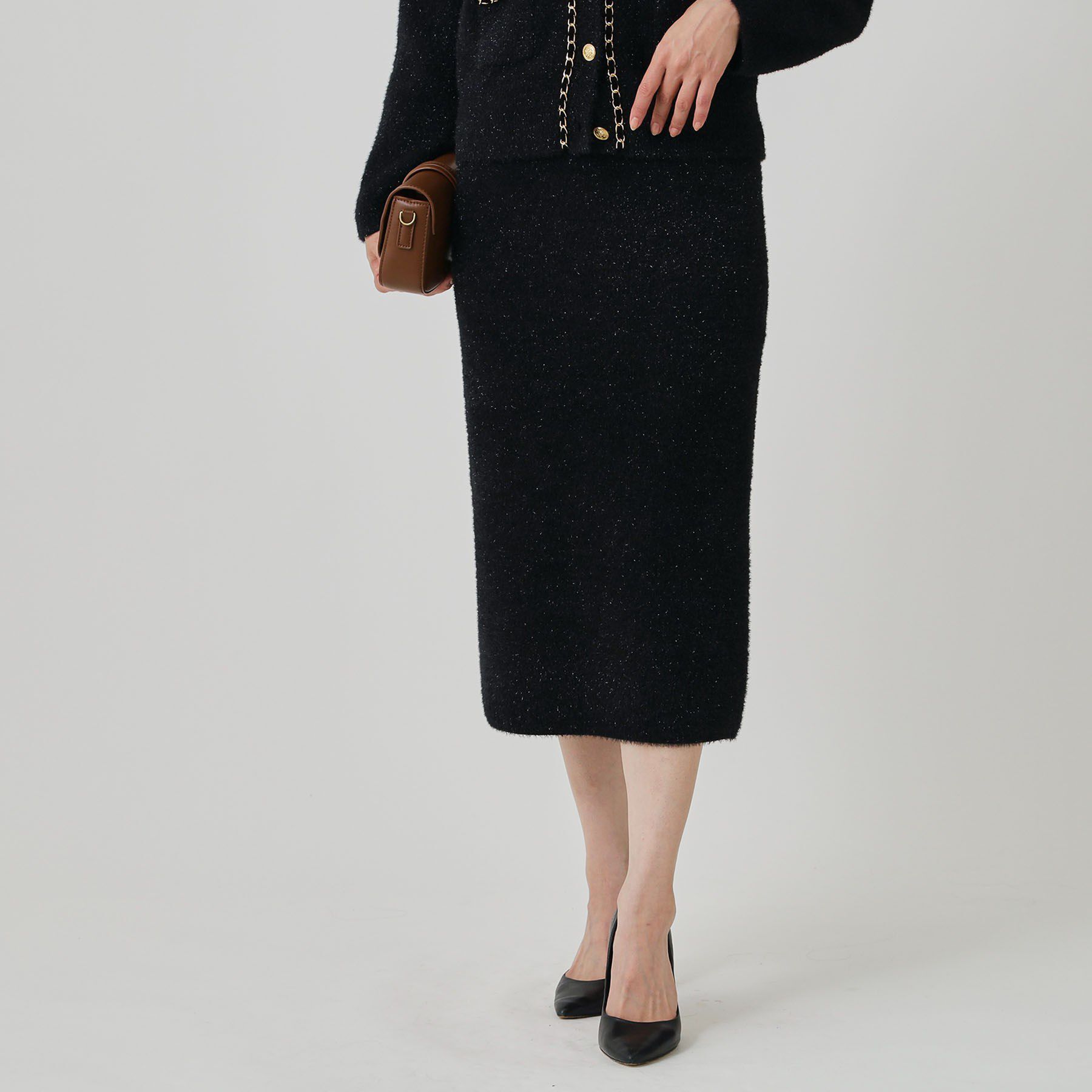 COUP DE CHANCE「【手洗い可／セットアップ可】フェザーモールのニットスカート」|スカート|ブラック(019)