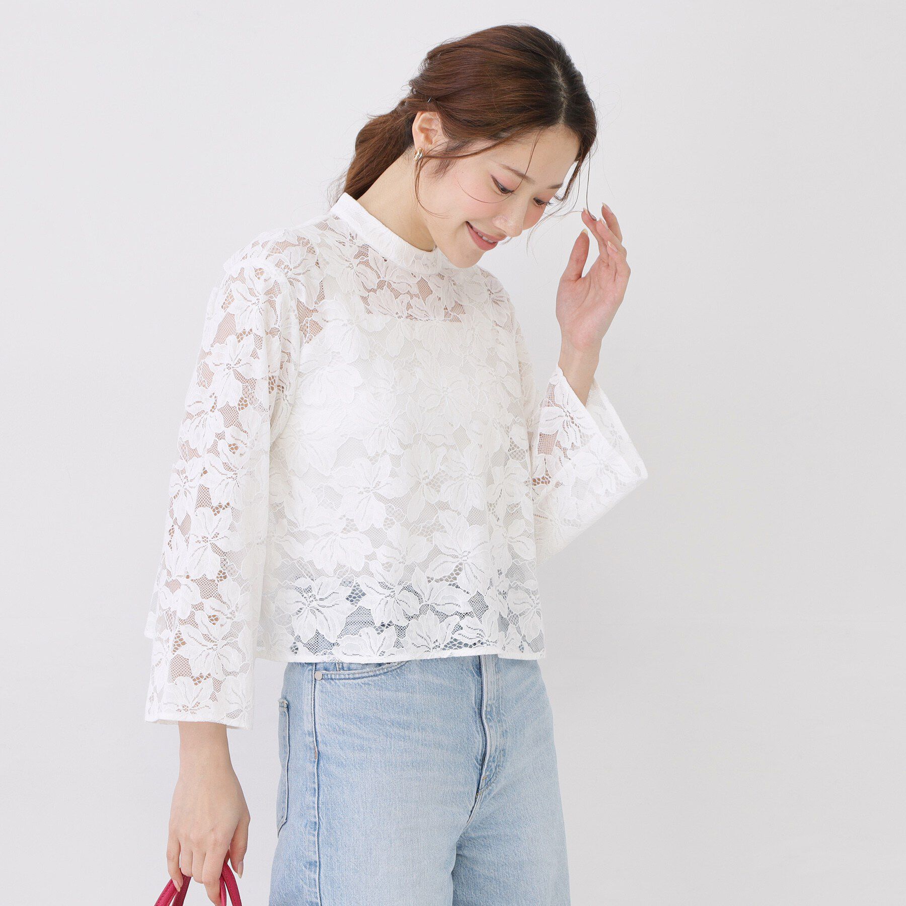 COUP DE CHANCE「【手洗い可】コットン混レースブラウス」|シャツ・ブラウス|