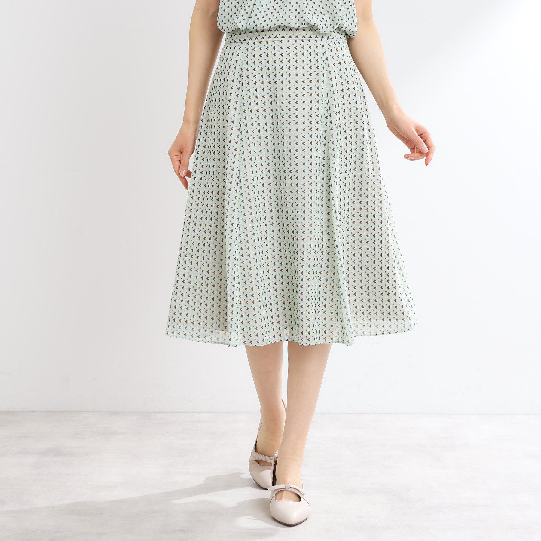 Reflect「【マシンウォッシュ可／セットアップ可】フリュイドプリントスカート」|スカート|