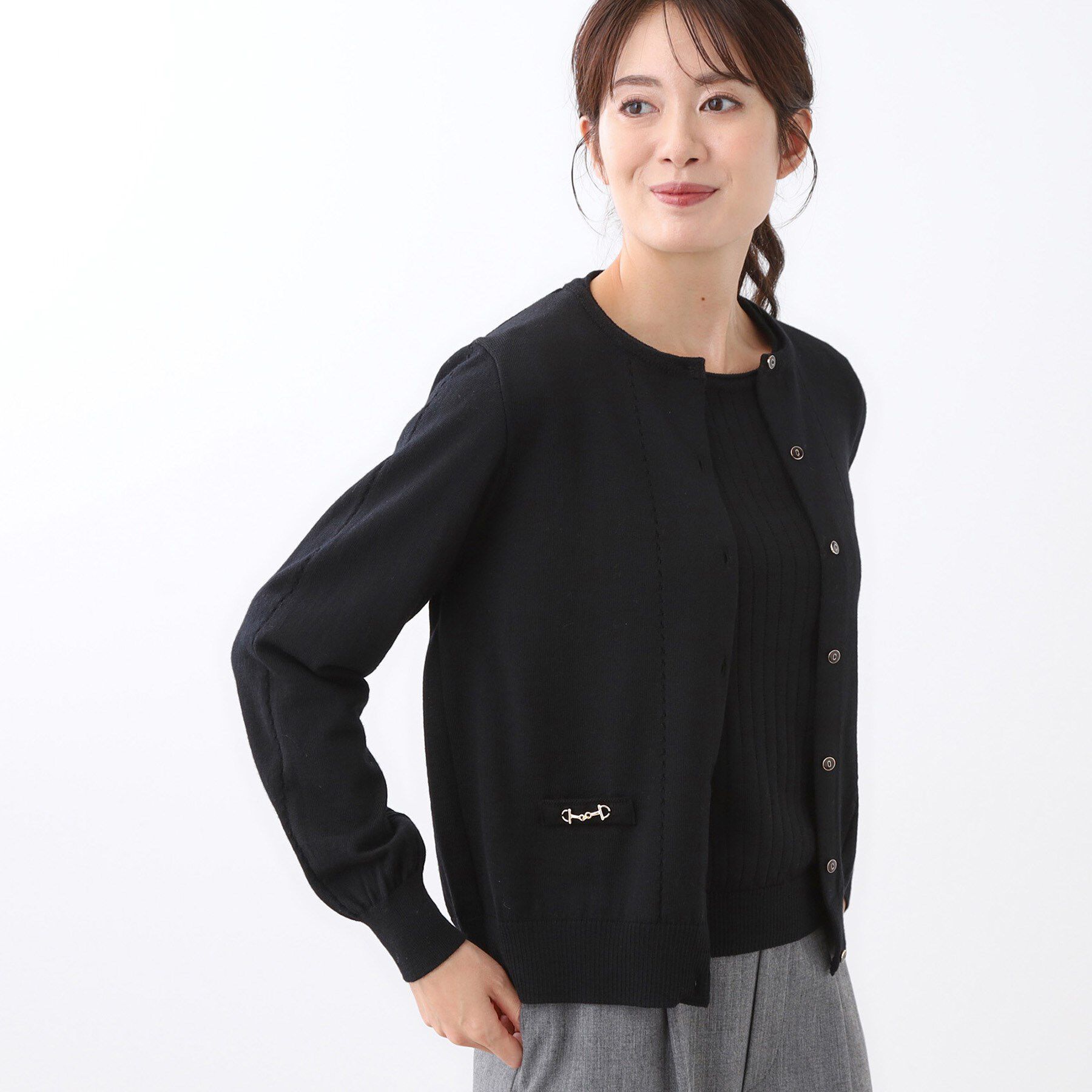 Reflect「【WEB先行カラーあり／軽い羽織に◎／アンサンブル可】透かし柄カーディガン」|カーディガン|