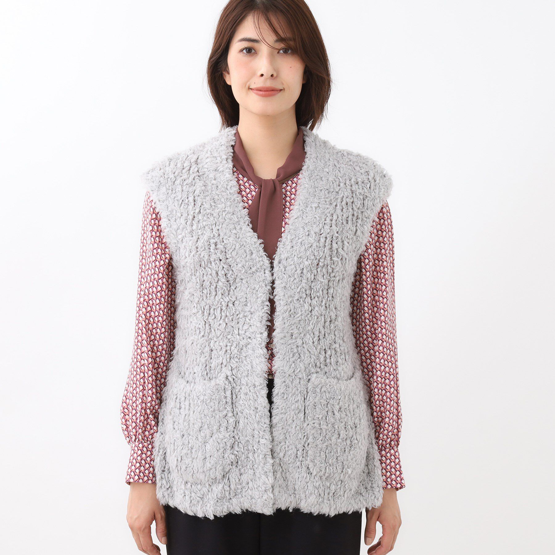 Reflect「【秋映え／ふんわり軽い／ゆったりシルエット】ファンシーヤーンベスト」|ベスト・ジレ|