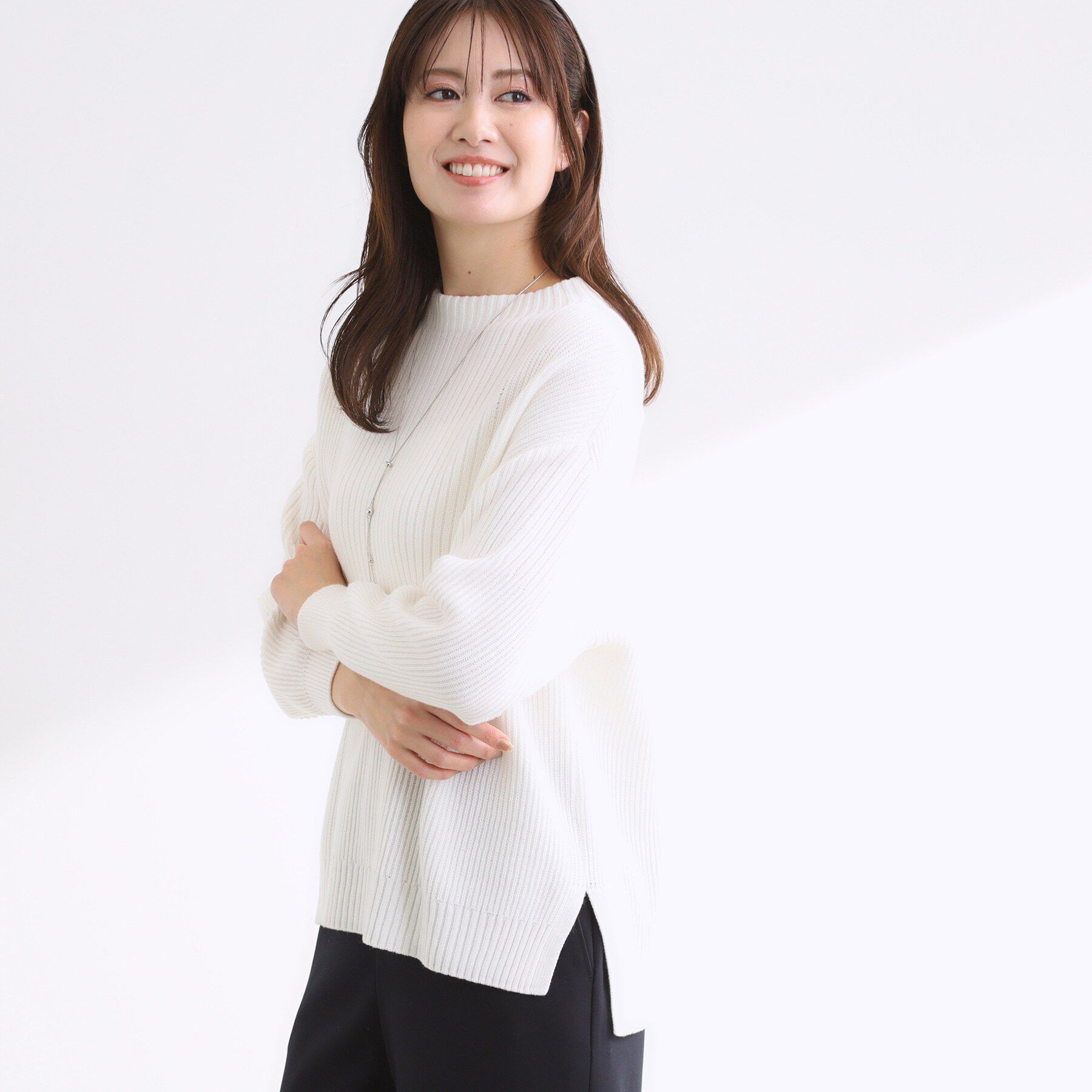 Reflect「【腰周りカバー／長め丈】モックネックニットプルオーバー」|ニット・セーター|