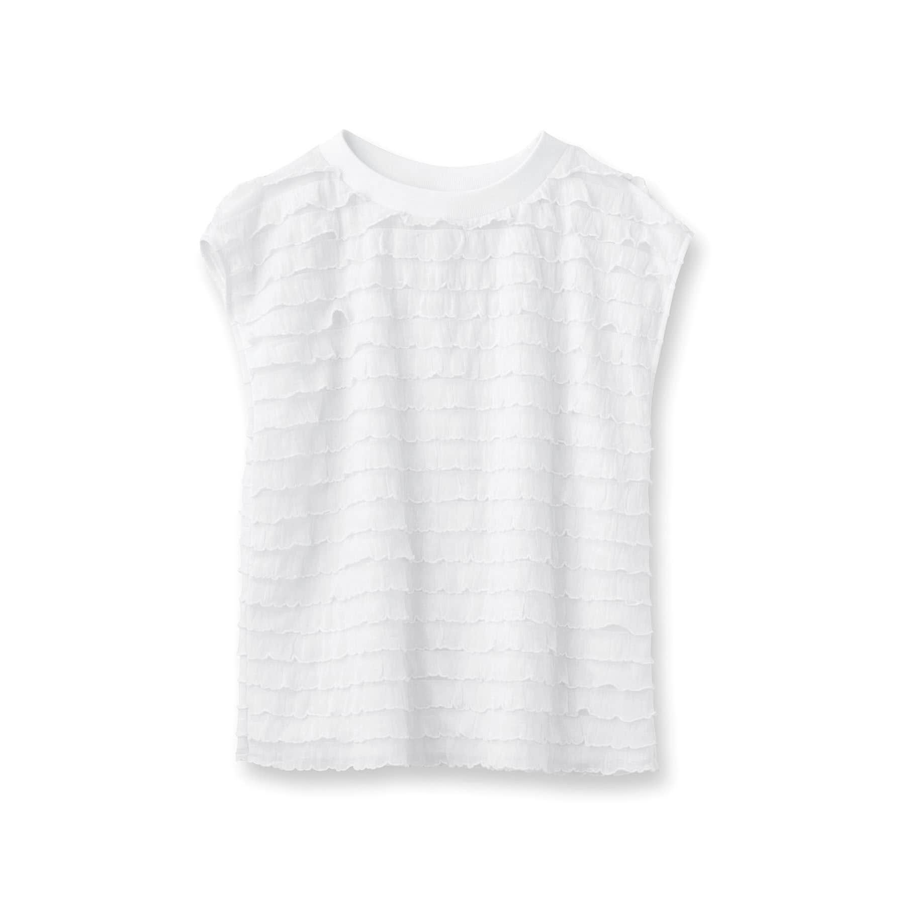 DRESSTERIOR「PROVOKE（プロヴォーク）【別注】フリルフレンチスリーブトップス」|Tシャツ・カットソー|ホワイト(001)