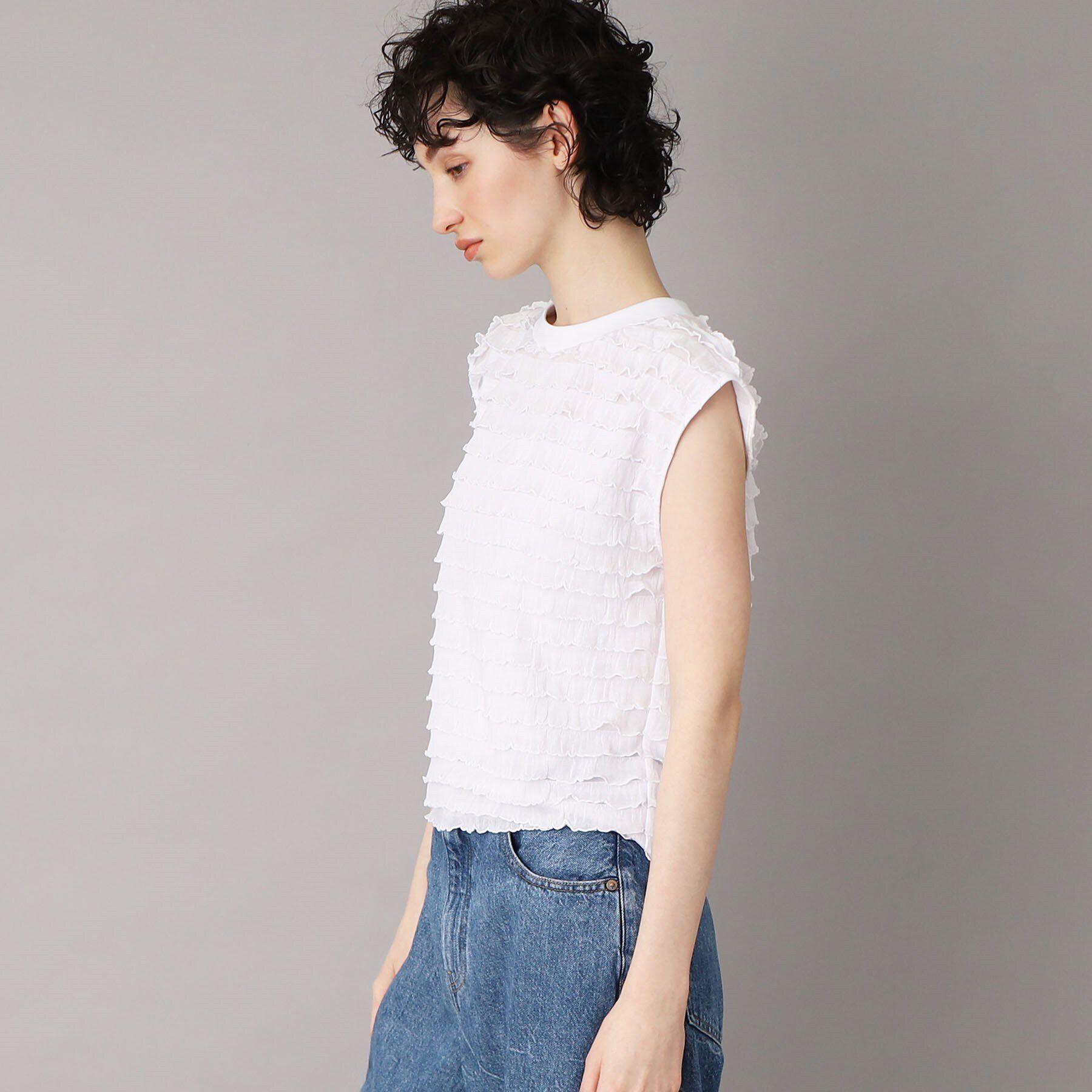 DRESSTERIOR「PROVOKE（プロヴォーク）【別注】フリルフレンチスリーブトップス」|Tシャツ・カットソー|