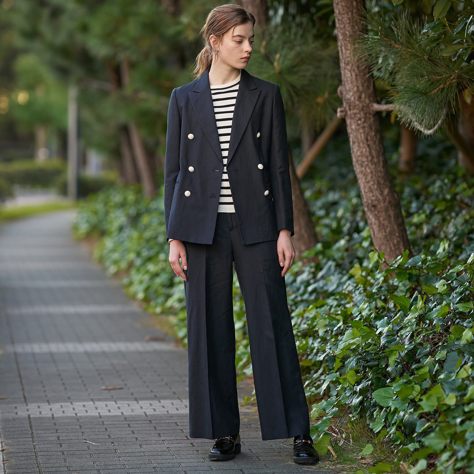 DRESSTERIOR「【セットアップ可】リネンブレンドダブルブレストジャケット」|テーラードジャケット|