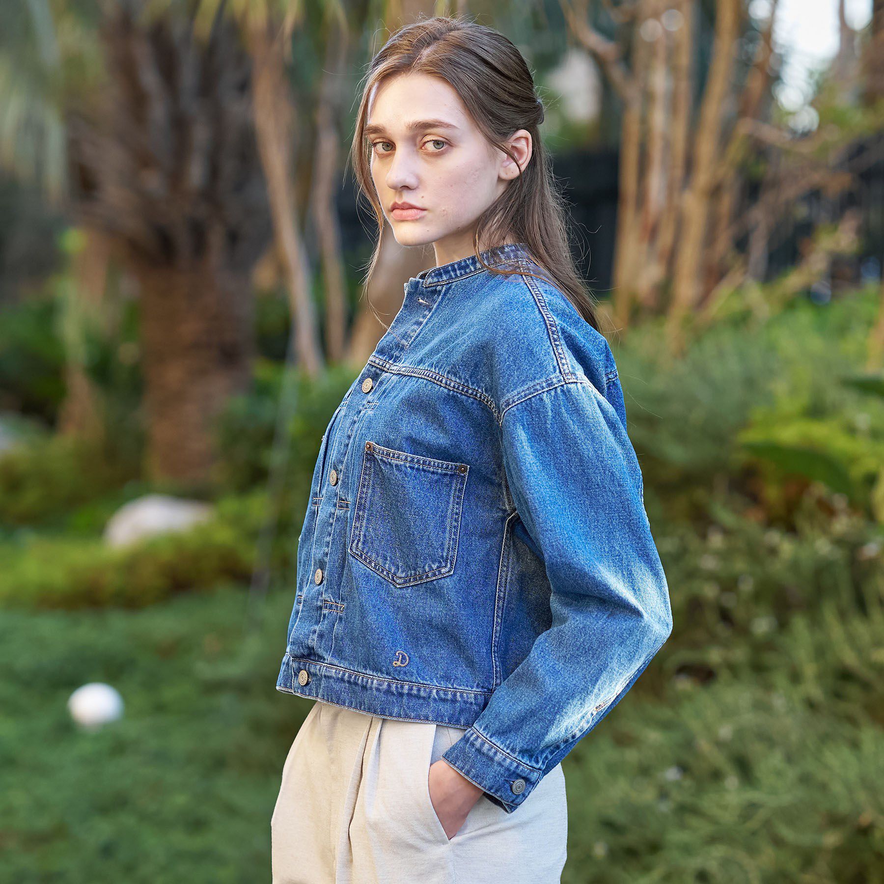 DRESSTERIOR「【ウォッシャブル】ヴィンテージバンドカラーGジャン」|デニムジャケット|