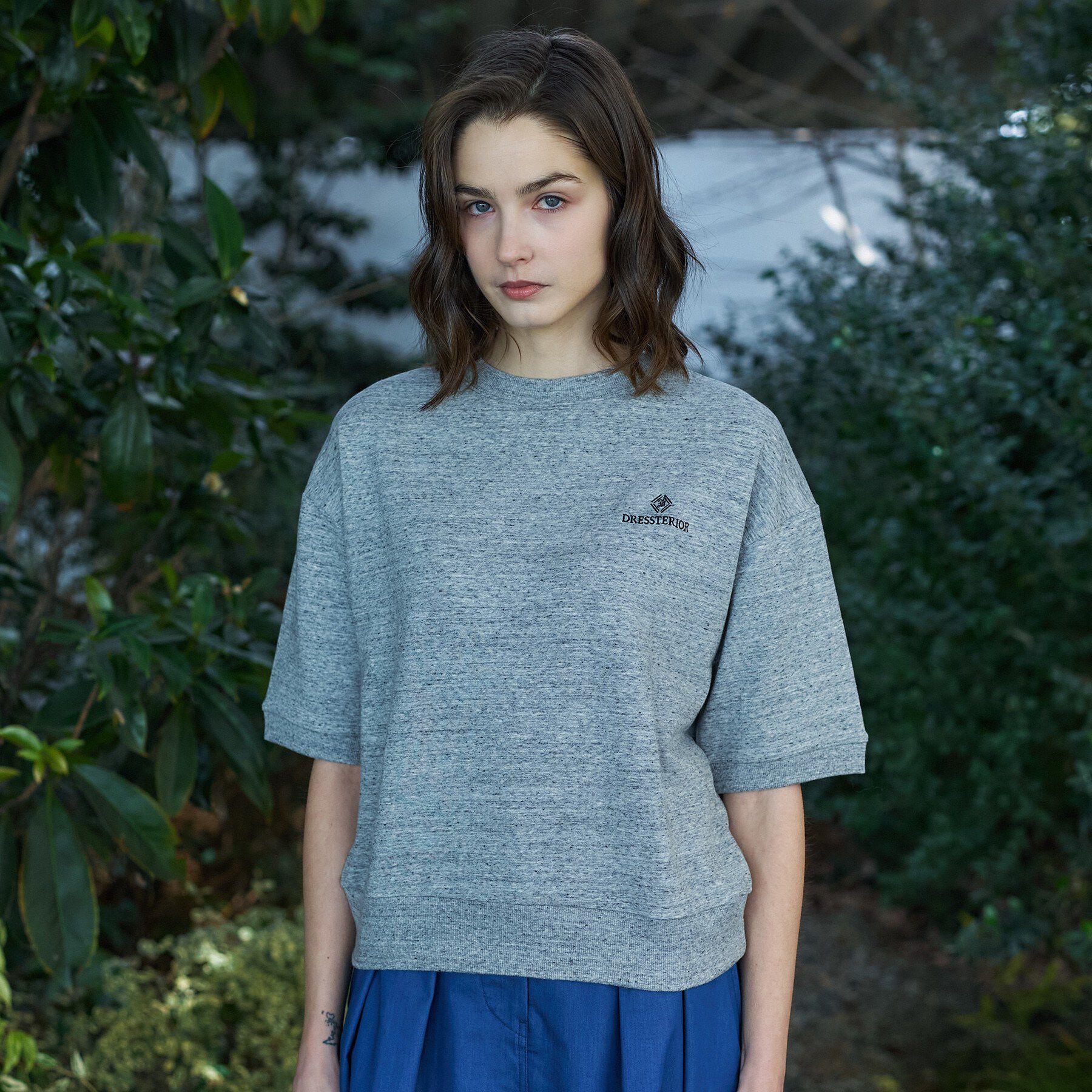 DRESSTERIOR「【セットアップ可/ウォッシャブル】ストレッチ裏毛ハーフスリーブプルオーバー」|Tシャツ・カットソー|グレー(012)