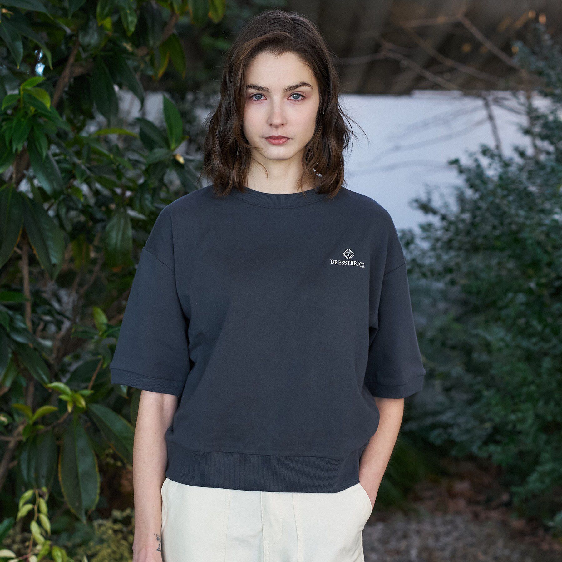 DRESSTERIOR「【セットアップ可/ウォッシャブル】ストレッチ裏毛ハーフスリーブプルオーバー」|Tシャツ・カットソー|