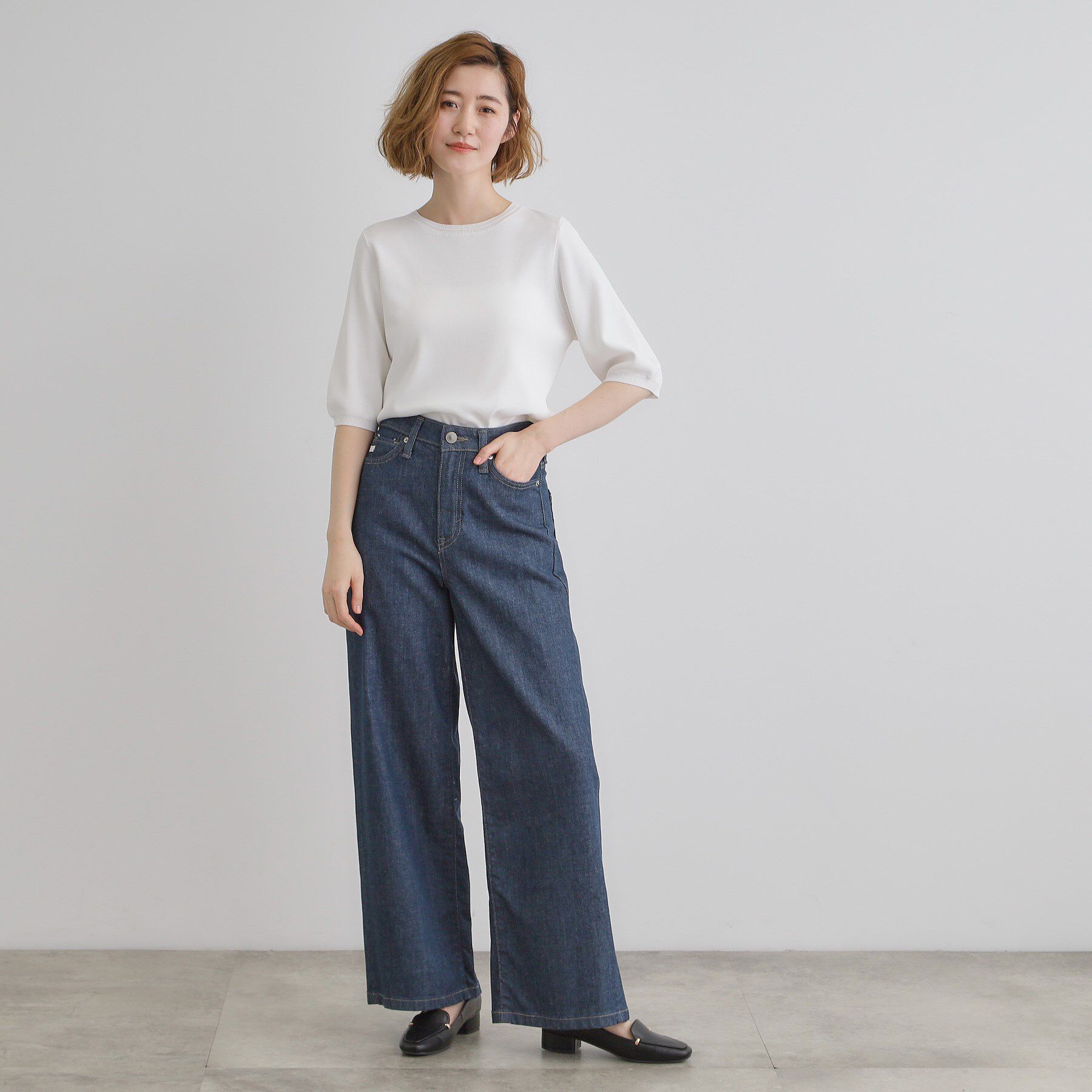 grove「ひんやり多機能・やわらかドライタッチ五分袖プルオーバー」|ニット・セーター|