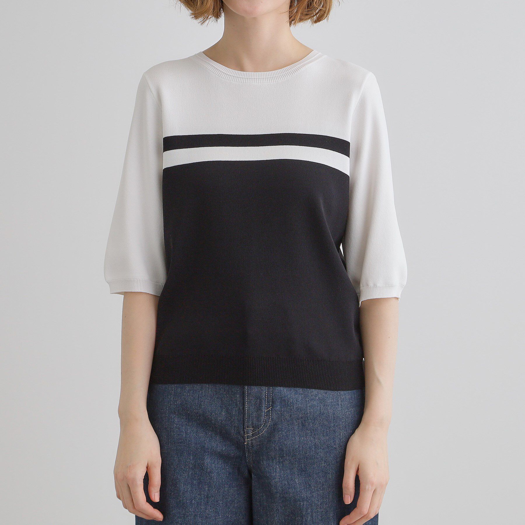 grove「ひんやり多機能・やわらかドライタッチ五分袖プルオーバー」|ニット・セーター|