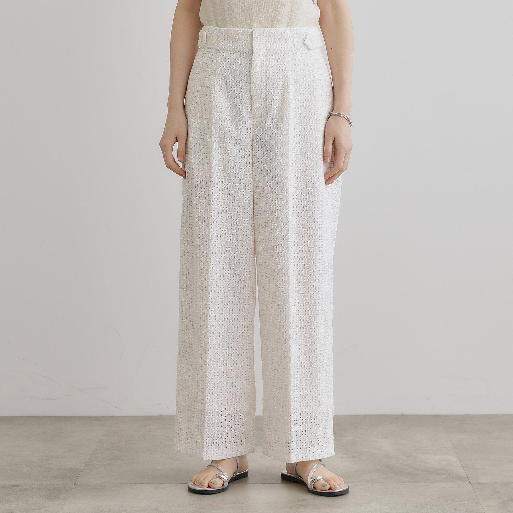 grove「【レースの透け感が軽やか】エンブロイダリーレースワイドパンツ」|その他|