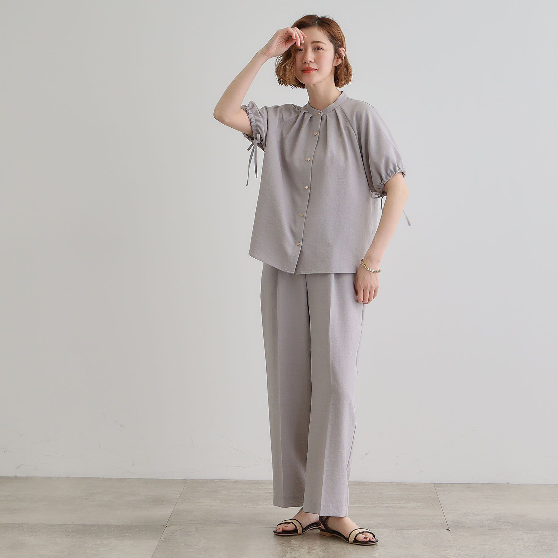 grove「【洗える・シワになりにくい】麻調センタープレスワイドパンツ」|その他|