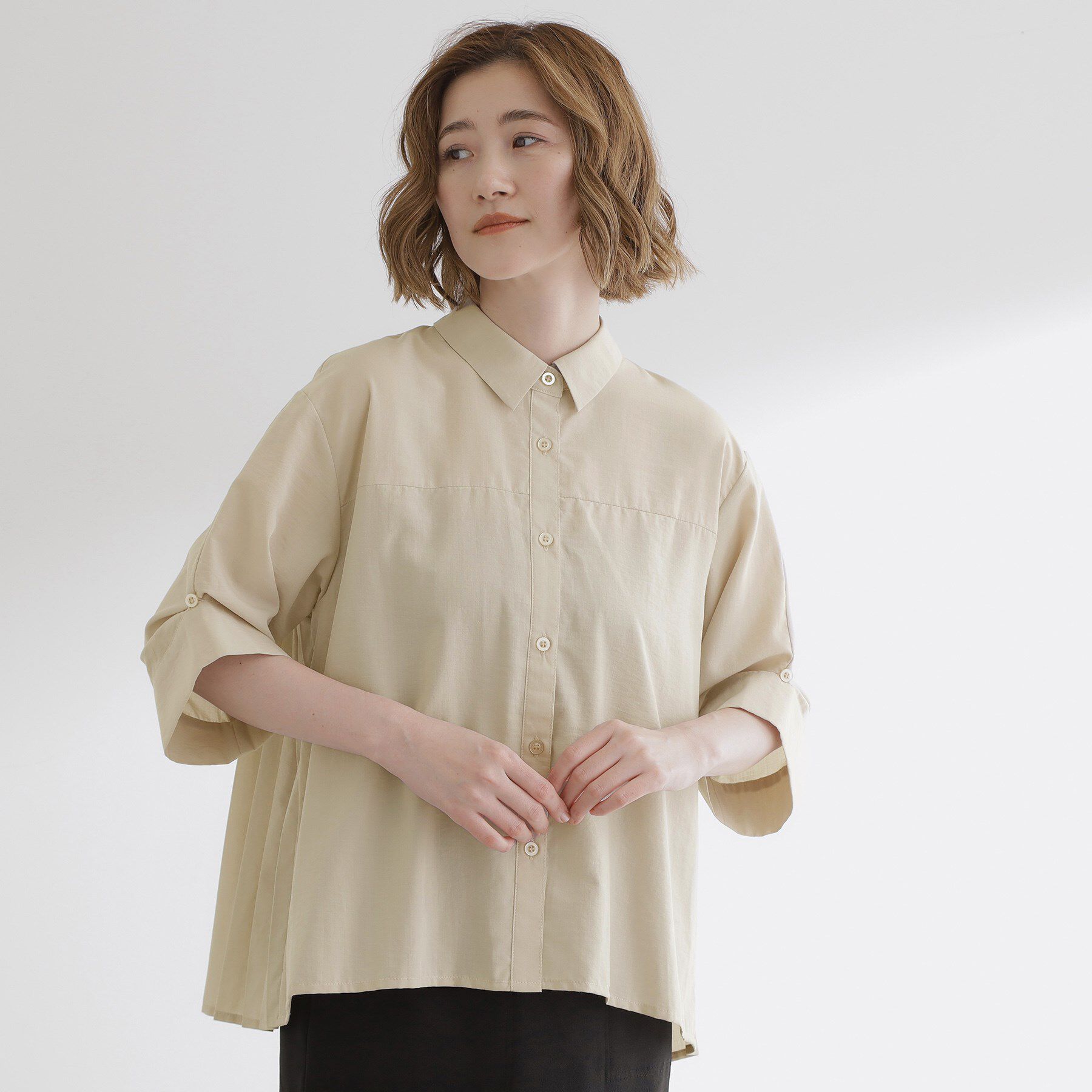 grove「【2WAY】1枚でも羽織っても。使える大人のシャツスタイル」|シャツ・ブラウス|グレージュ(050)