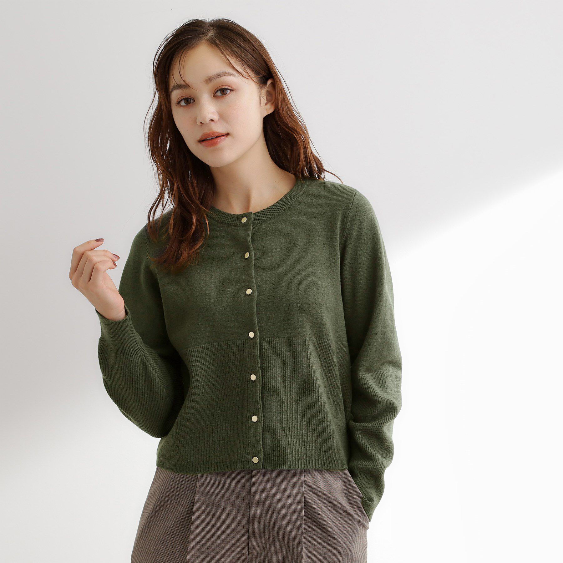 grove「【毛玉軽減／洗える】編地切替カーディガン」|カーディガン|