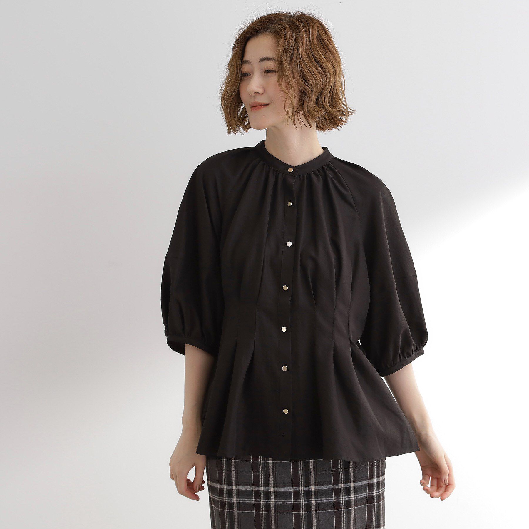 grove「ウエストタックチュニックブラウス」|シャツ・ブラウス|ブラック(019)