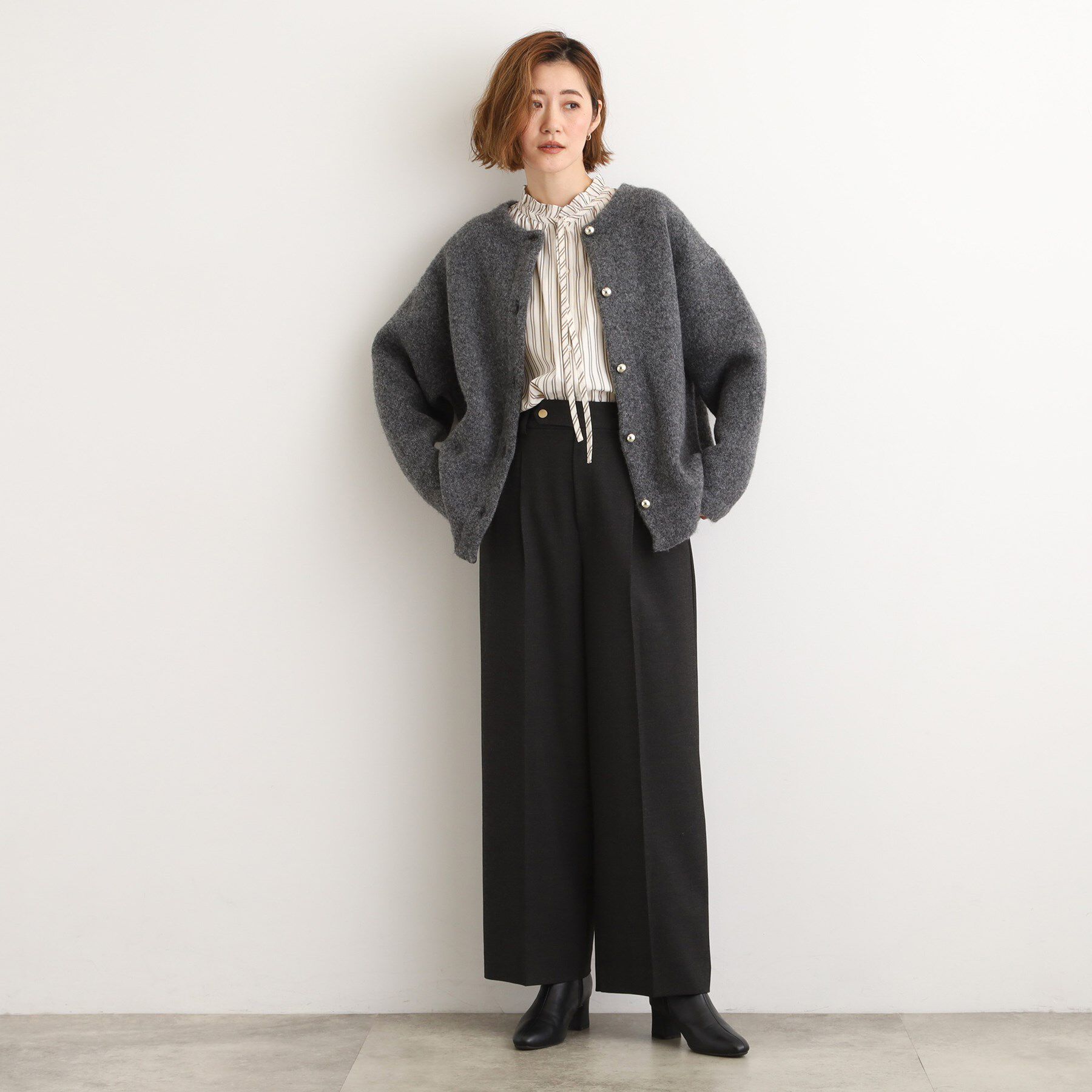 grove「ふっくらやわらかく、毛混オーバーニットカーディガン」|カーディガン|