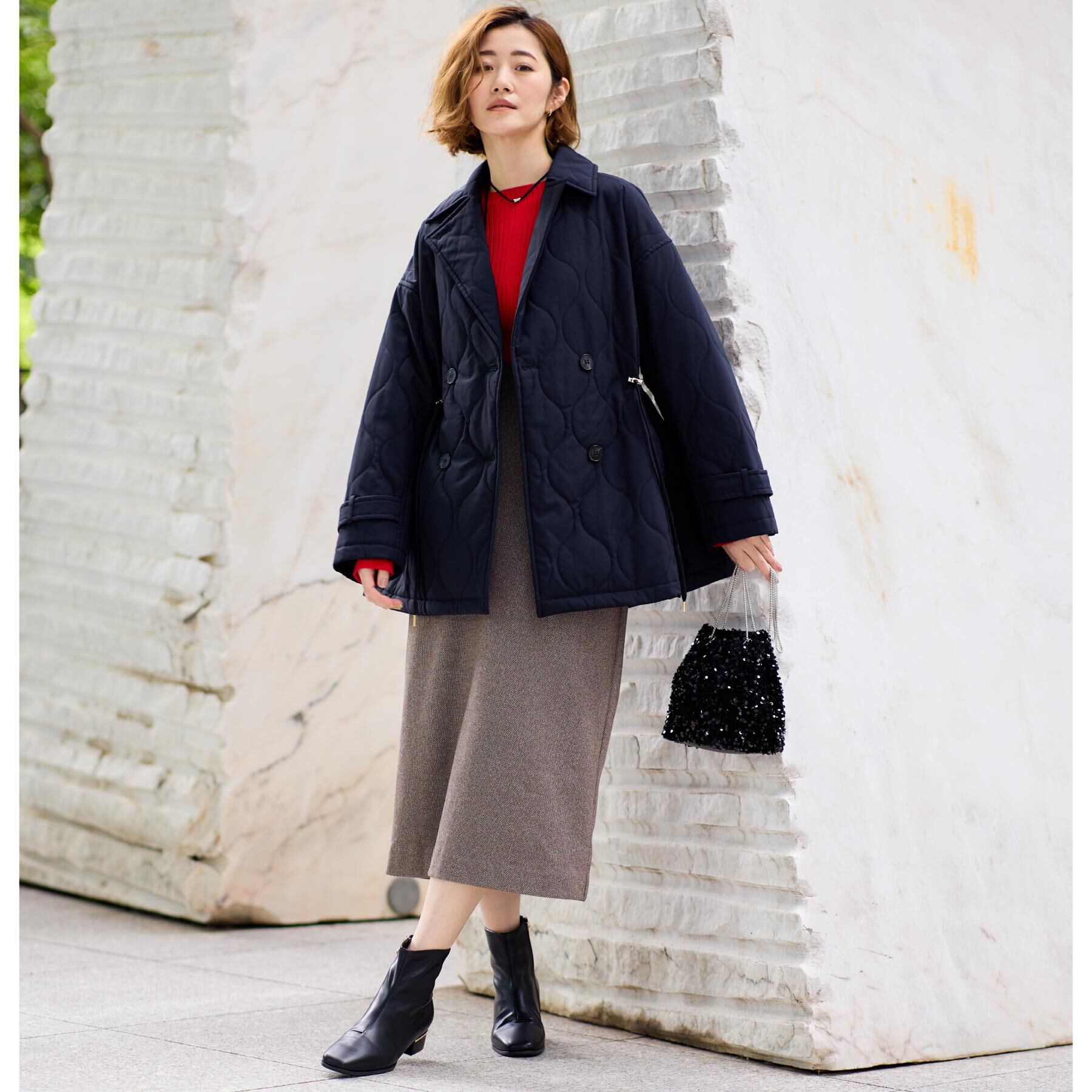 grove「キルティングPコートジャケット」|ピーコート|