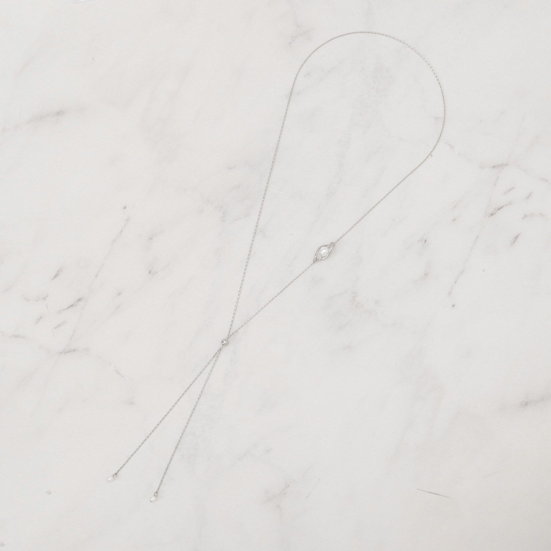 grove「パール調メタルY字アジャスタブルネックレス」|ネックレス|シルバー(006)