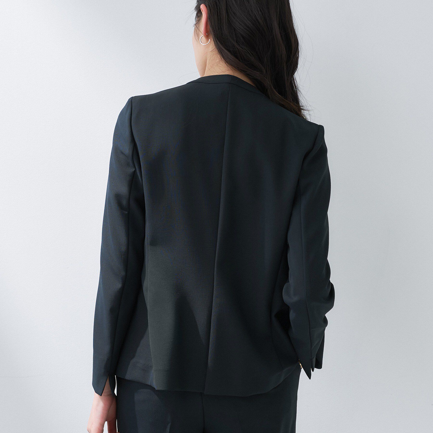 INDIVI「【定番スーツ／UVケア／洗える】ウール調ノーカラージャケット」|スーツ|