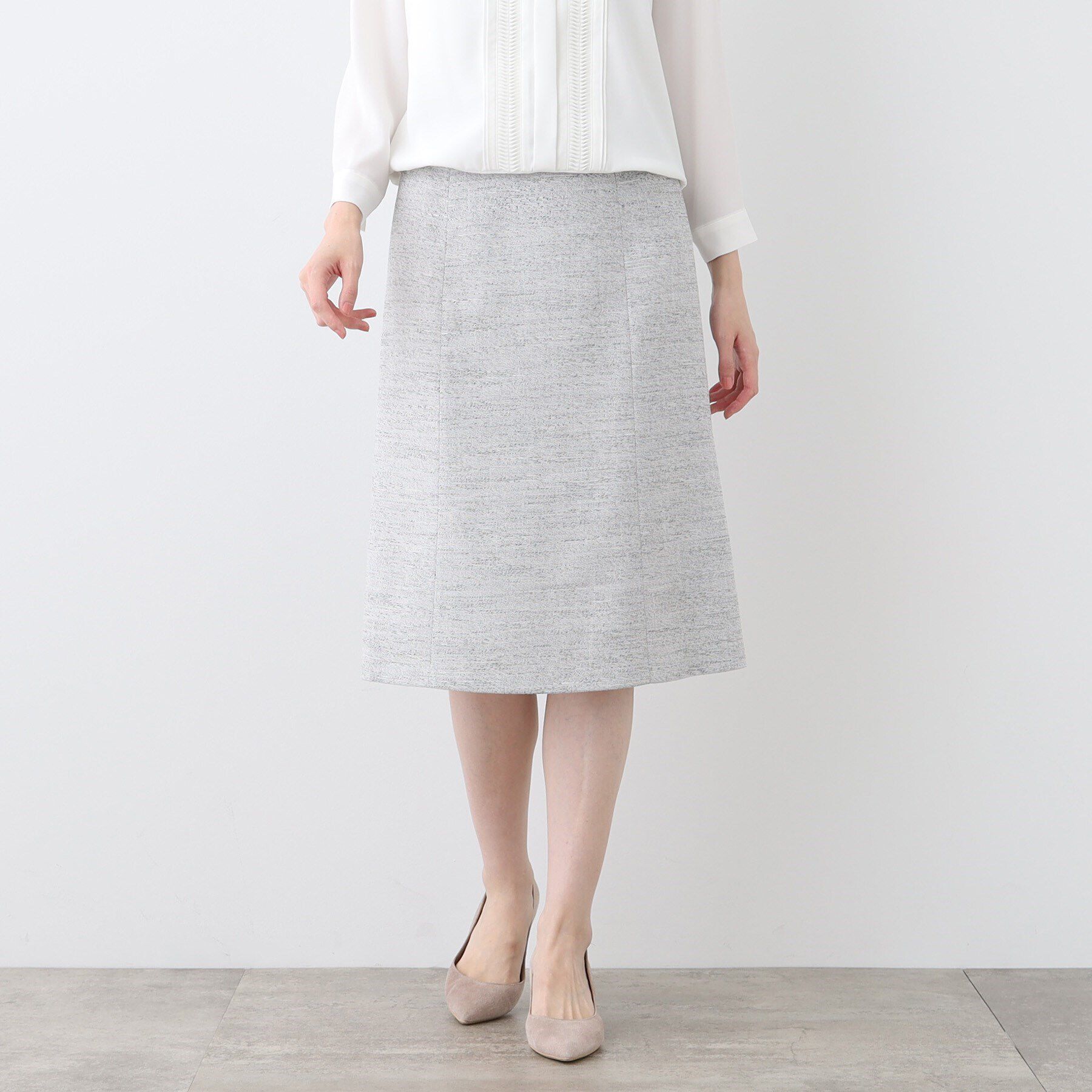 INDIVI「【洗える】ストレッチツィ―ドセミフレアスカート」|スカート|