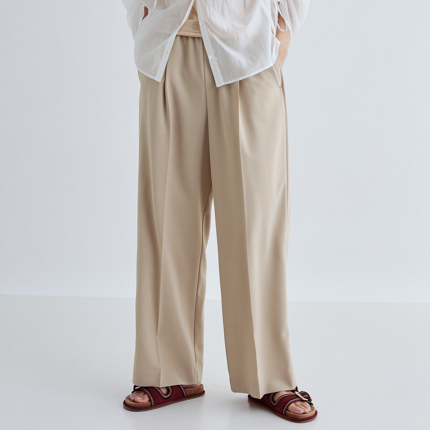 GALLEST「【セットアップ対応】イージーストレートワイドパンツ【カセット服／オケージョン／通勤】」|その他|ベージュ(052)