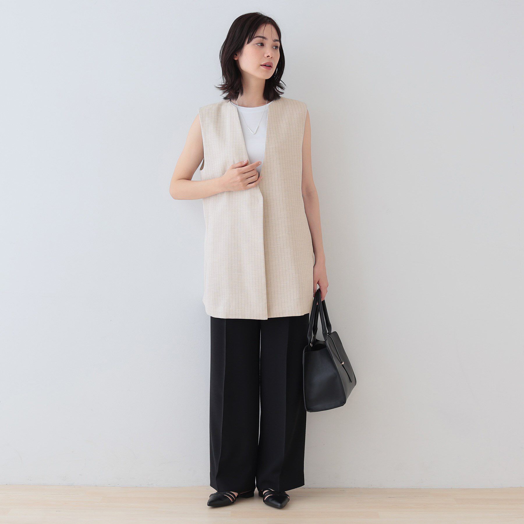 INDIVI「【こなれSETUP】リネンライクジレジャケット」|ベスト・ジレ|