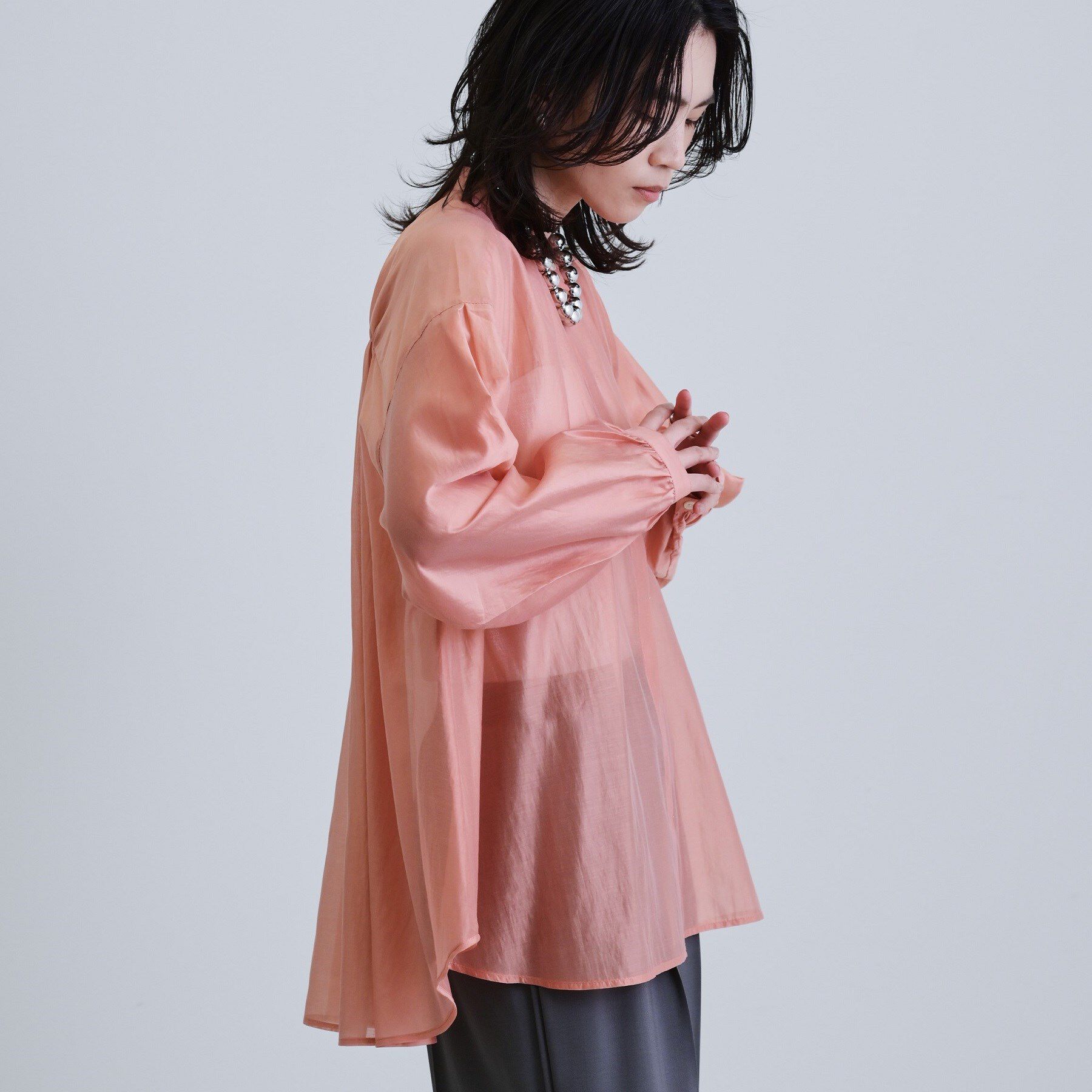 GALLEST「シアーローンミドル丈シャツ/シアーシャツ/シアートップス【洗える】」|シャツ・ブラウス|