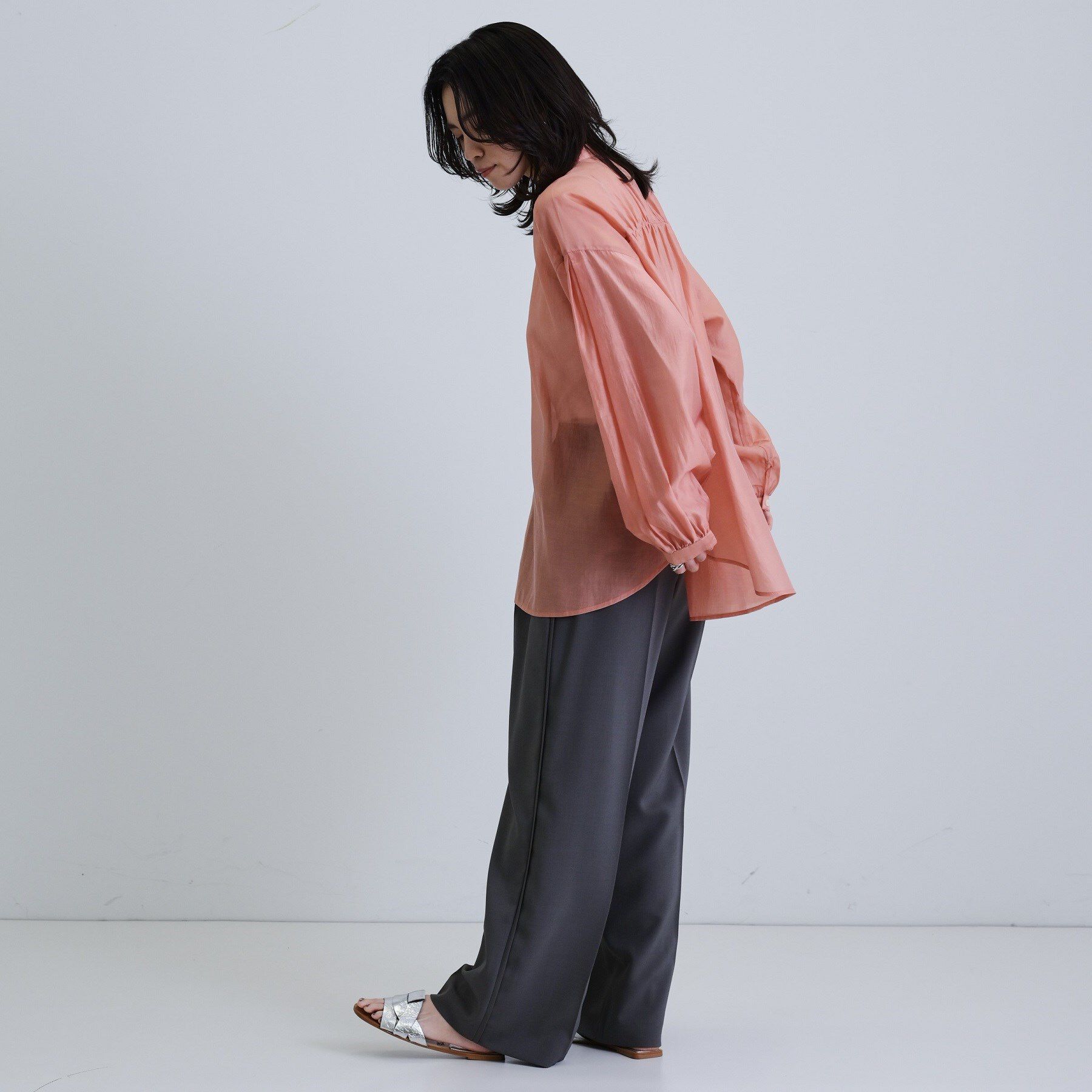 GALLEST「シアーローンミドル丈シャツ/シアーシャツ/シアートップス【洗える】」|シャツ・ブラウス|