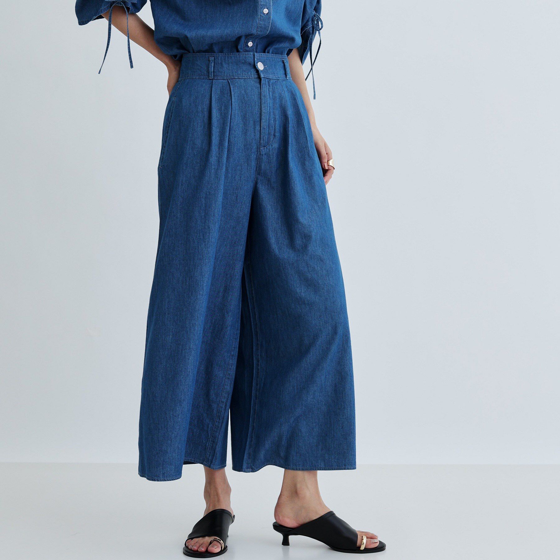 GALLEST「【セットアップ可能】ダンガリータックフレアパンツ」|その他|