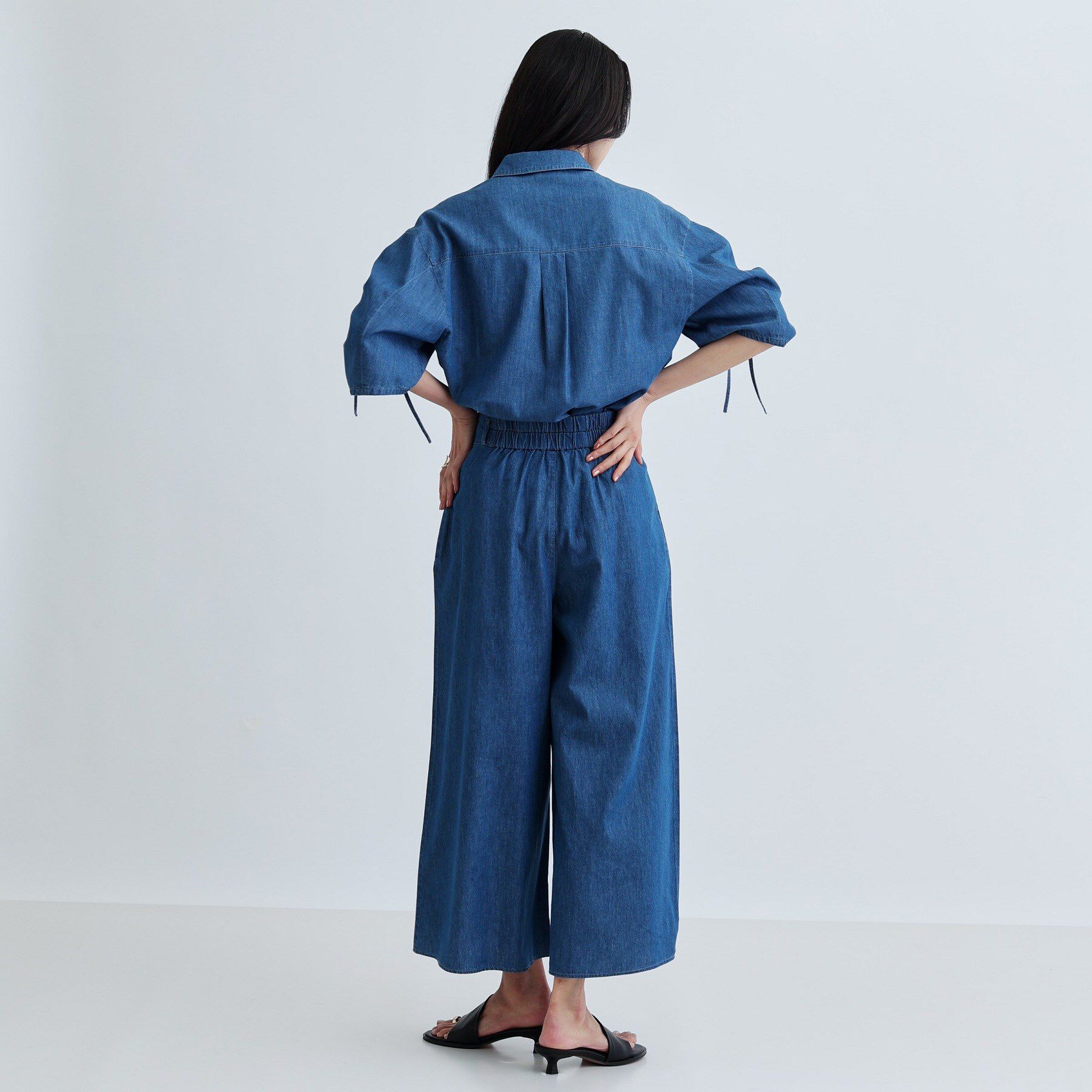 GALLEST「【セットアップ可能】ダンガリータックフレアパンツ」|その他|