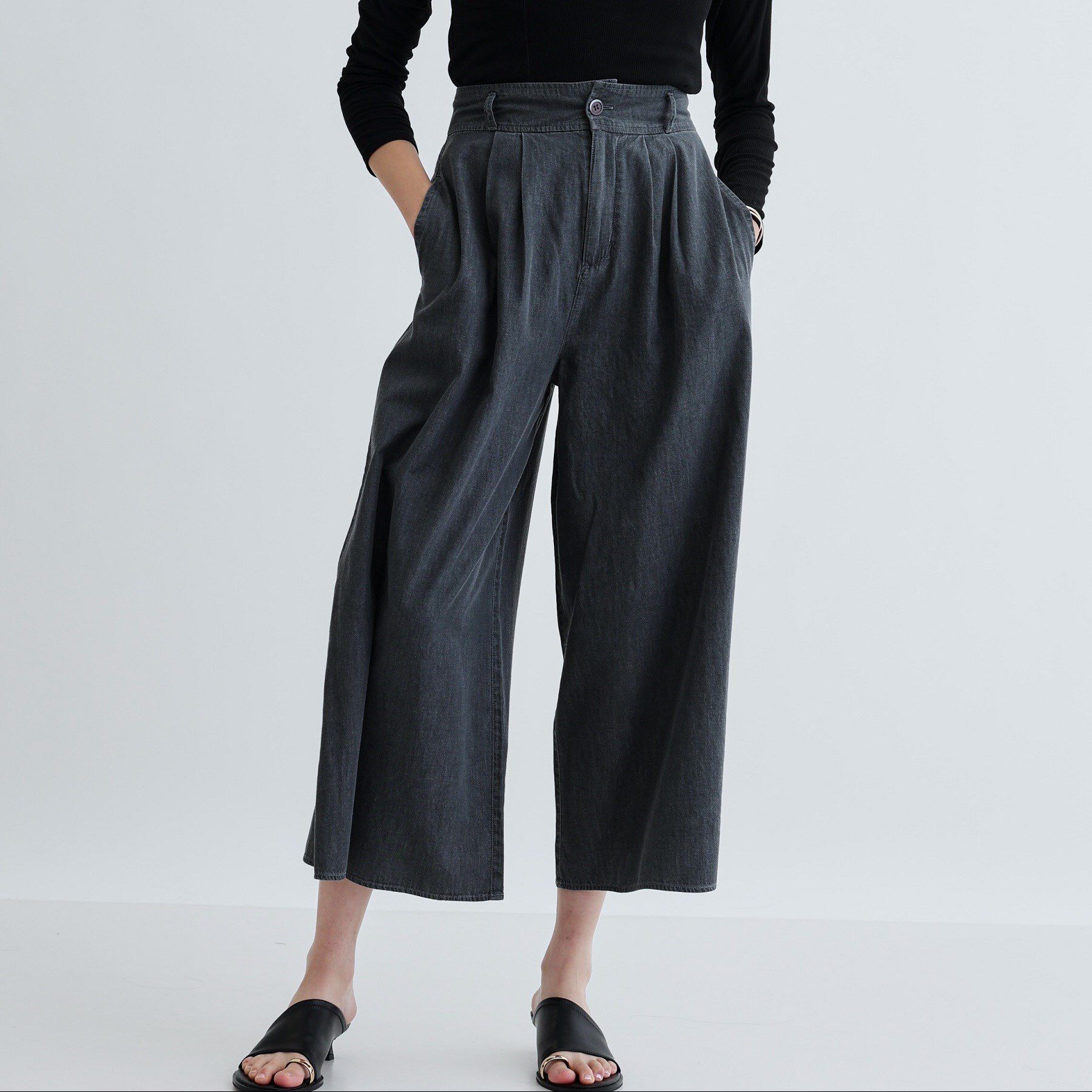 GALLEST「【セットアップ可能】ダンガリータックフレアパンツ」|その他|