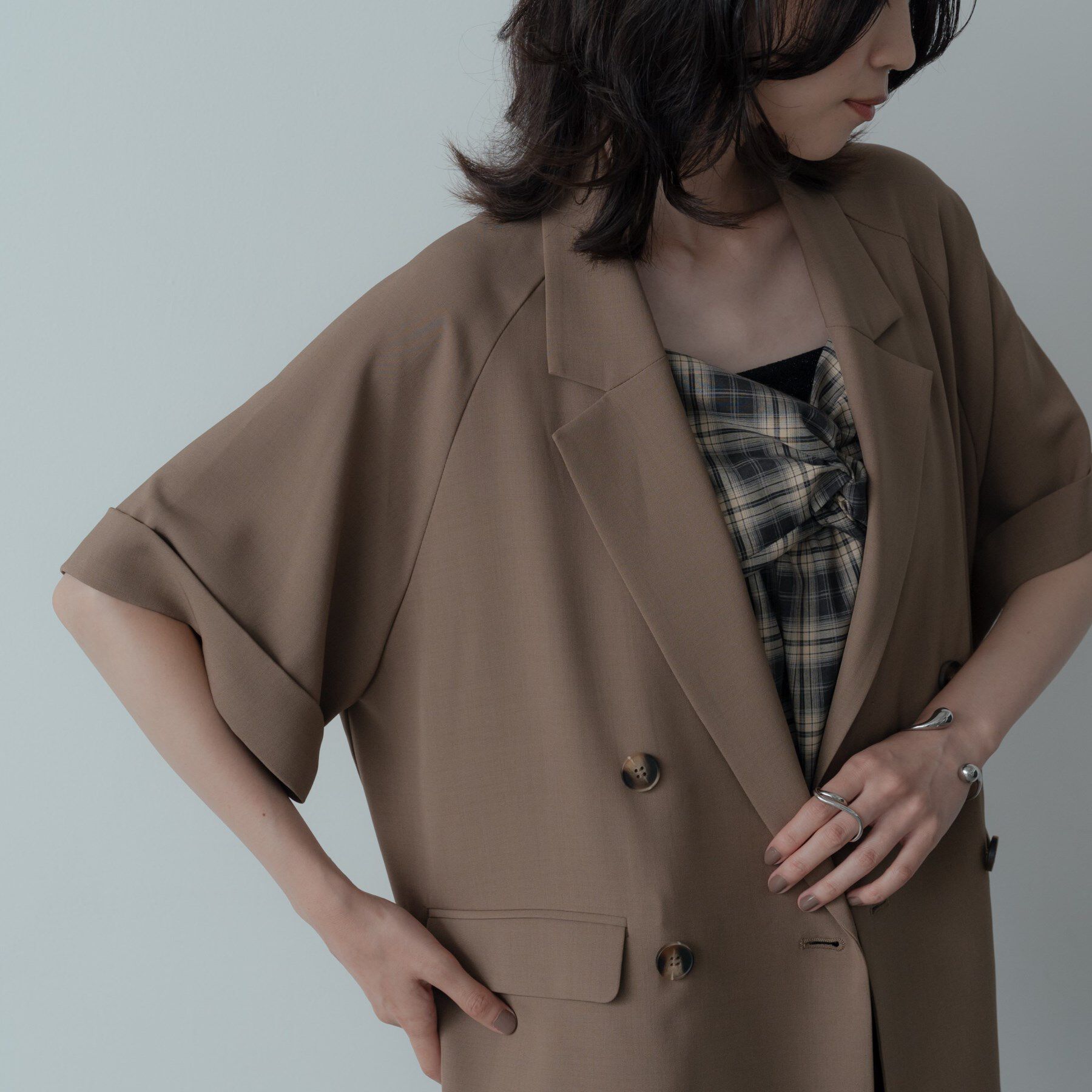 GALLEST「【セットアップ対応】イージーダブルブレスト半袖ジャケット」|テーラードジャケット|