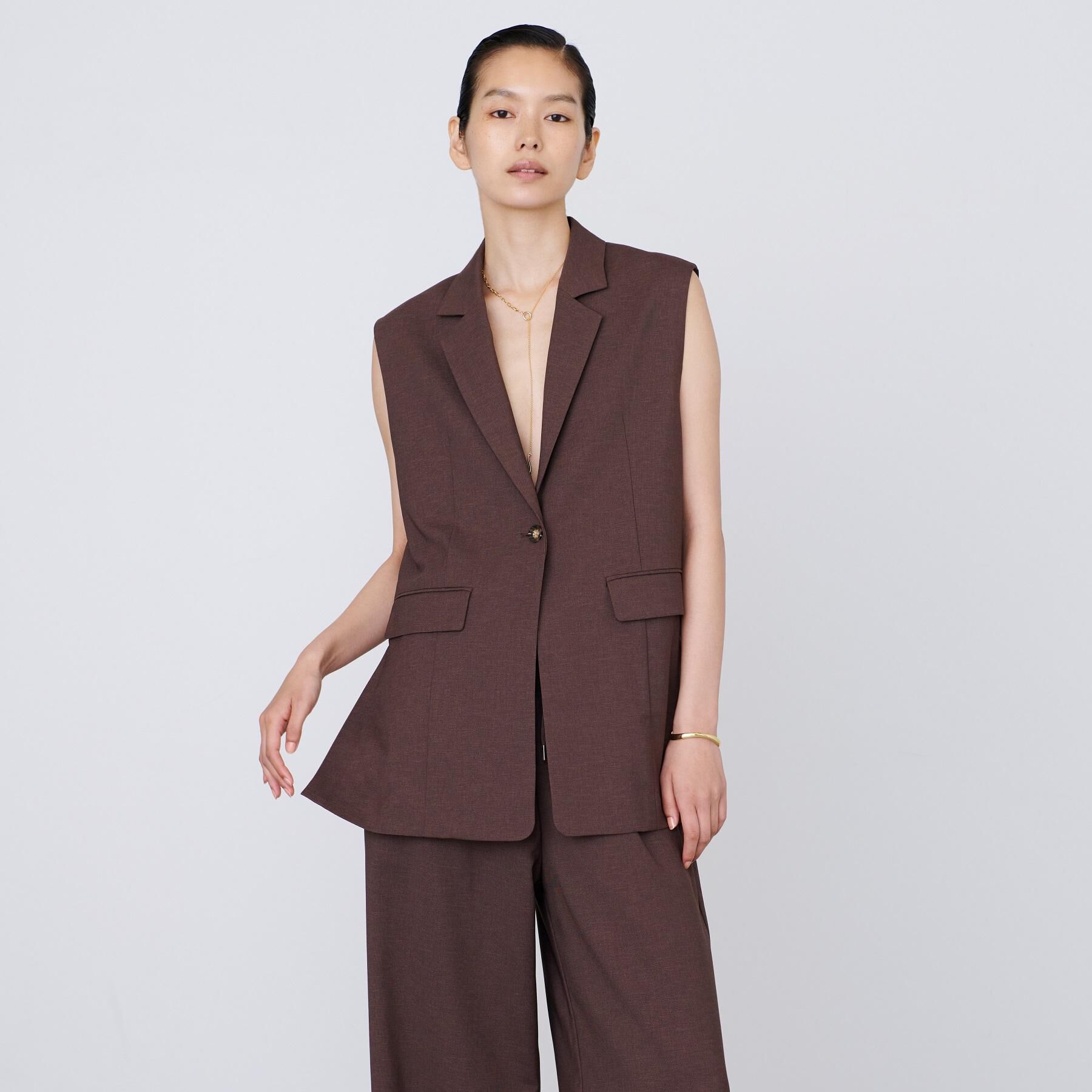 GALLEST「【セットアップ対応】リネンライクジレジャケット【カセット服/通勤・オフィス】」|ベスト・ジレ|