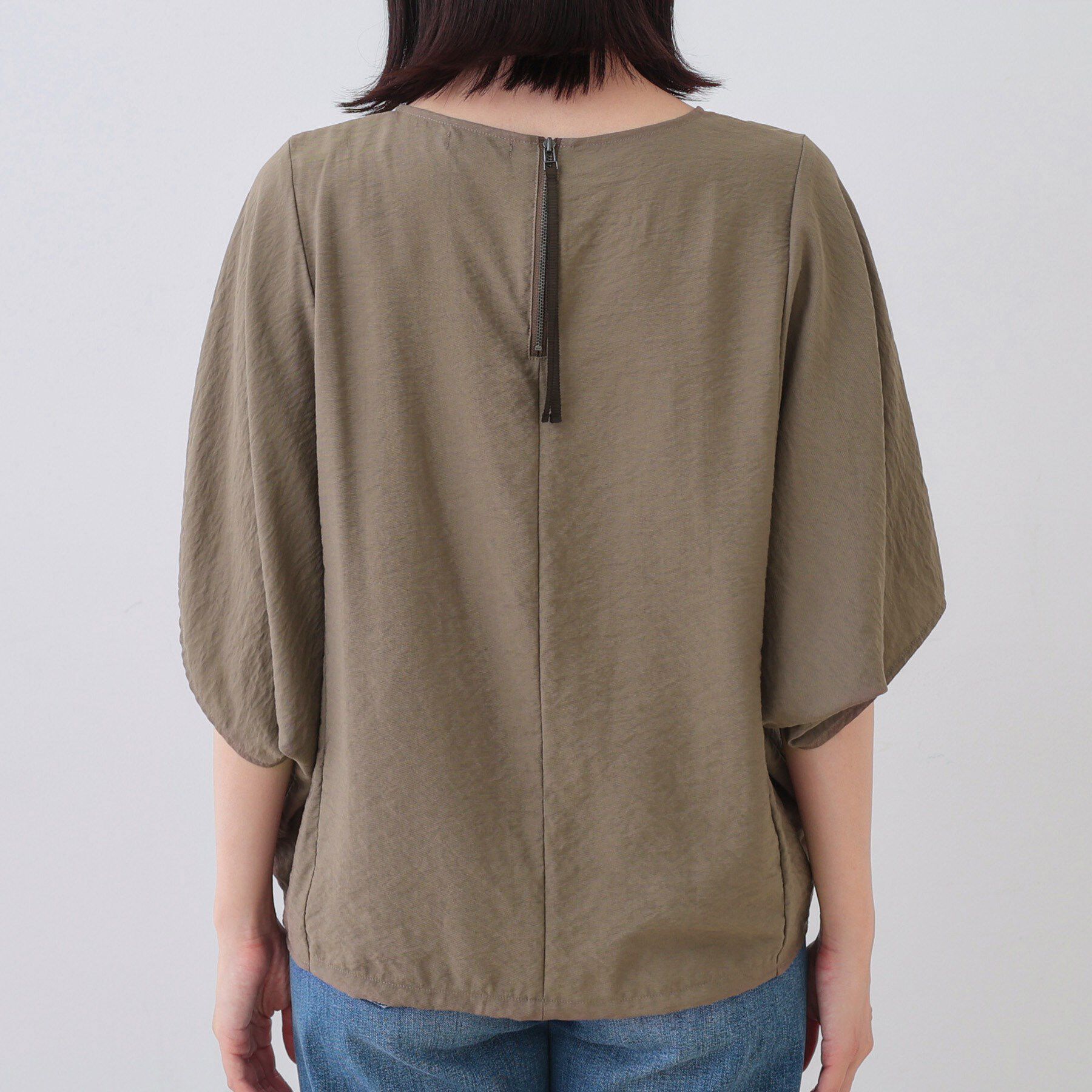 INDIVI「【洗える／5分袖／UVケア／SETUP可能】モモンガスリーブブラウス」|シャツ・ブラウス|