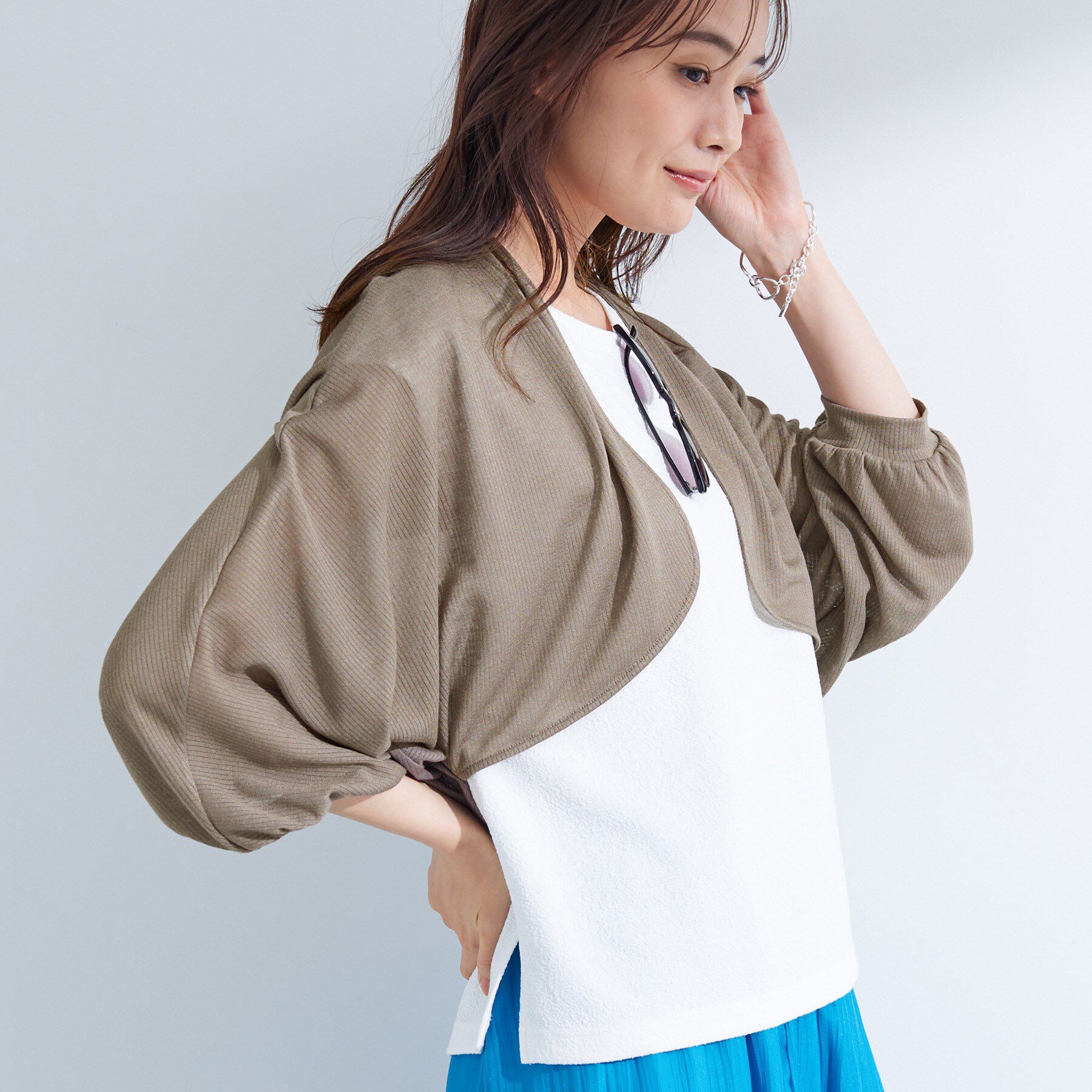 INDIVI「【軽く羽織れる】ボレロカーディガン」|カーディガン|