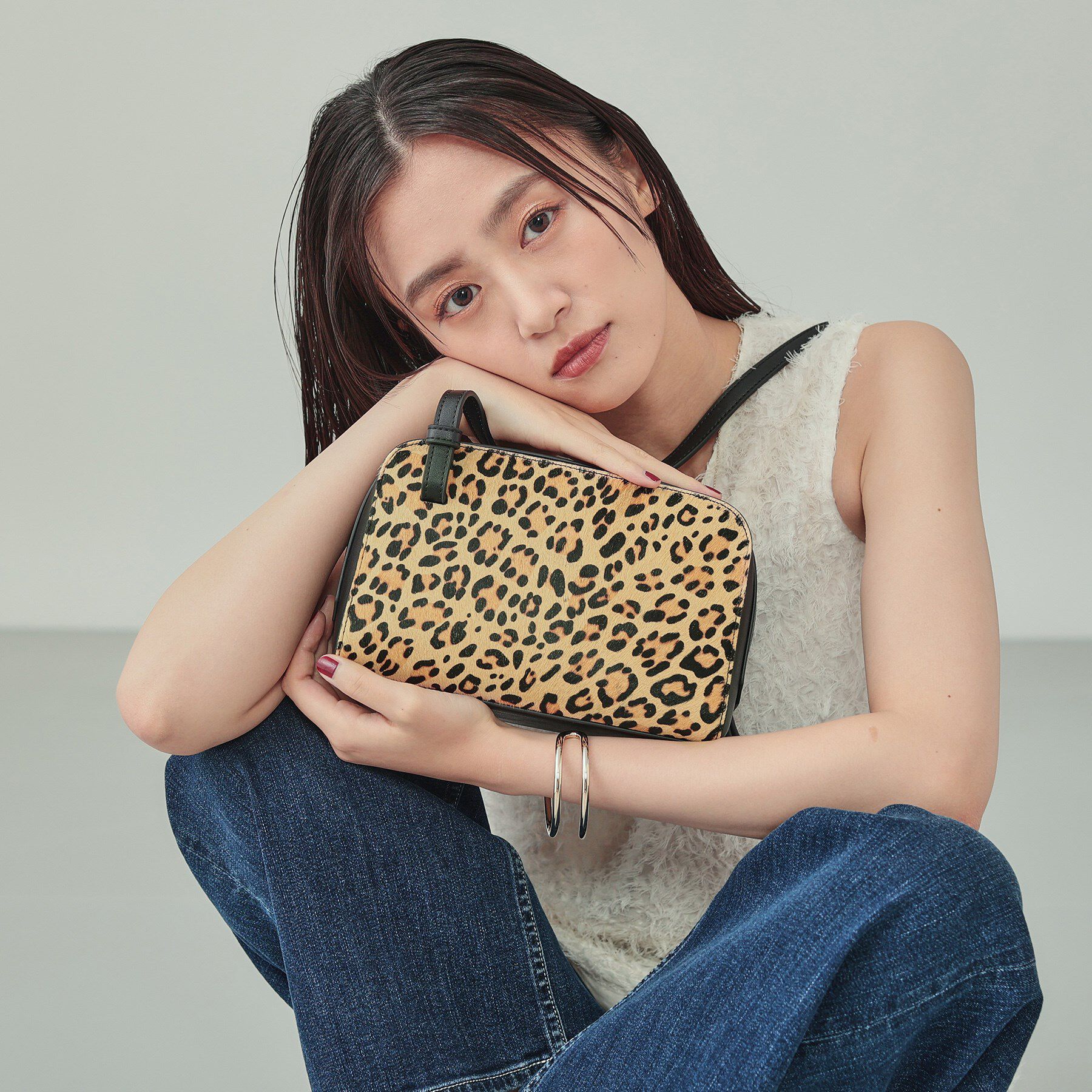 INDIVI「アニマルハラコ ボストンショルダー」|ショルダー・メッセンジャー|ベージュ(152)