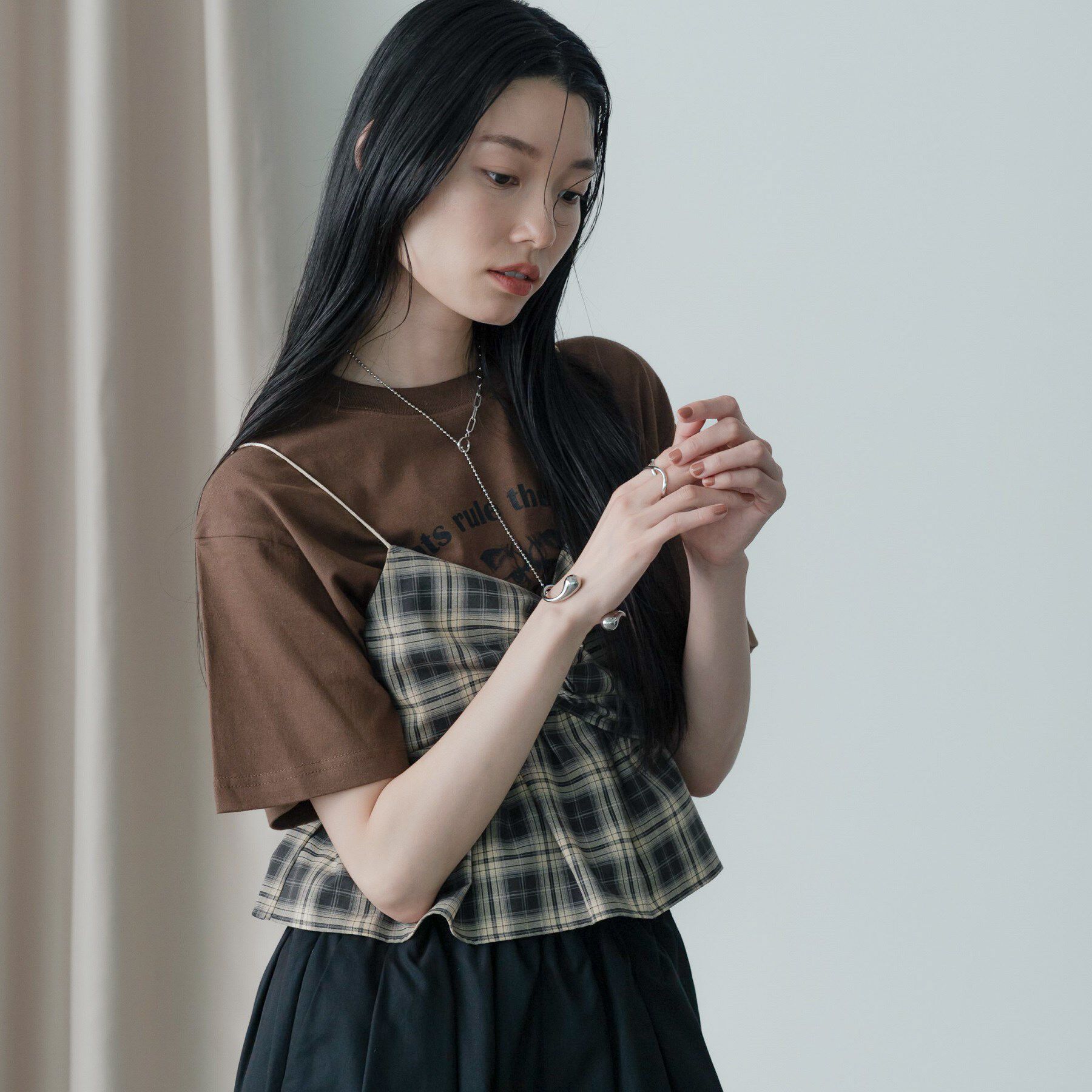 GALLEST「オンブレチェックビスチェ」|キャミソール|