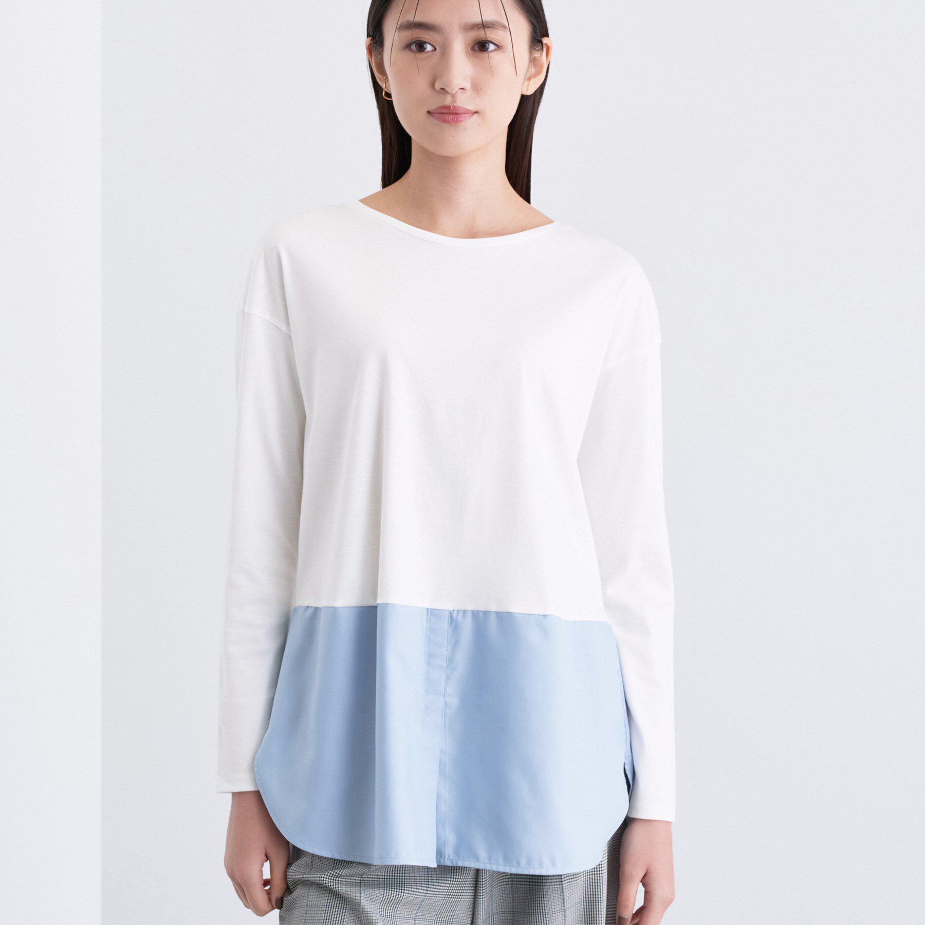 INDIVI「【コットン】シャツ切り替えカットソー」|Tシャツ・カットソー|