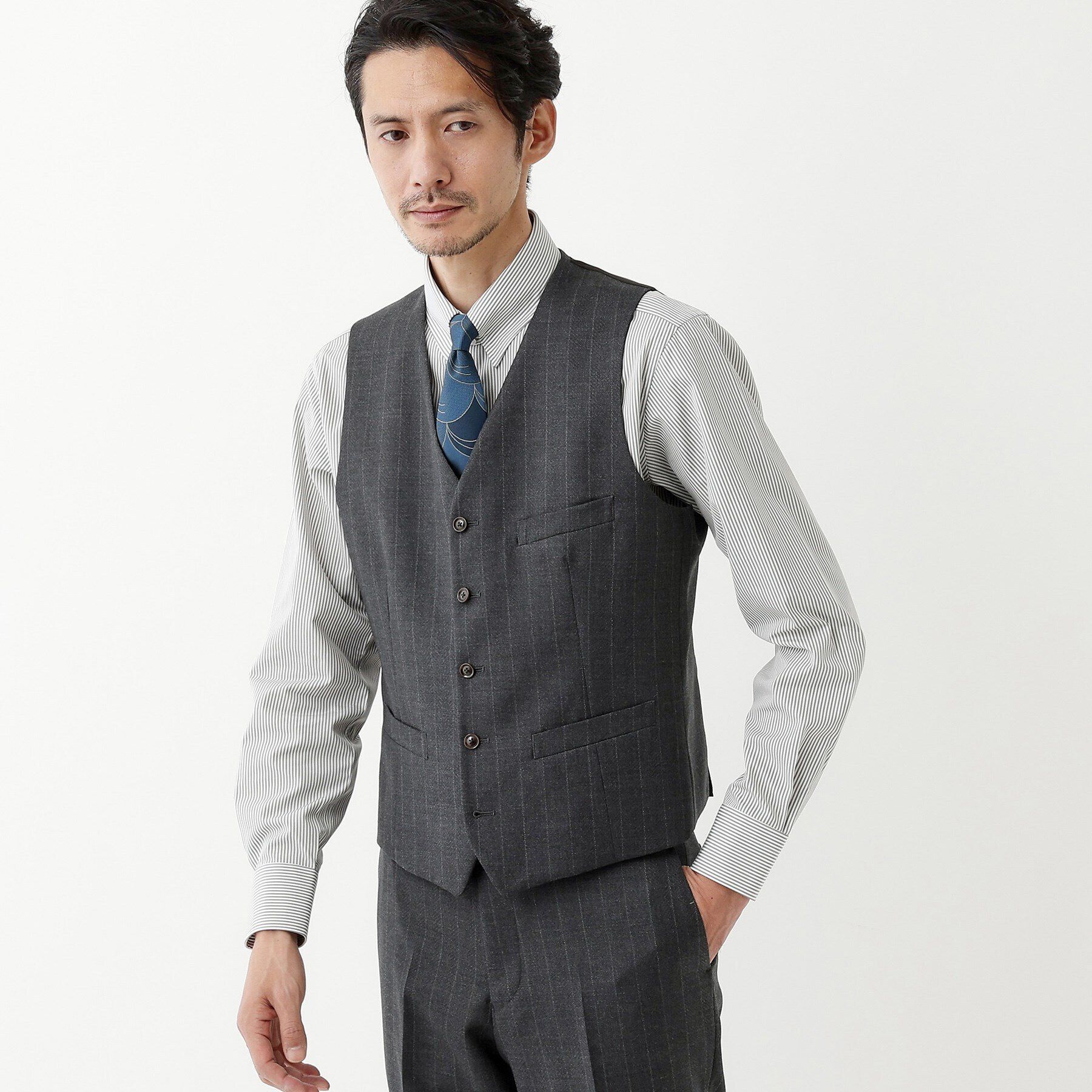 TAKEO KIKUCHI「【THE FLAGSHIP】矢絣 ストライプ べスト」|スーツ|