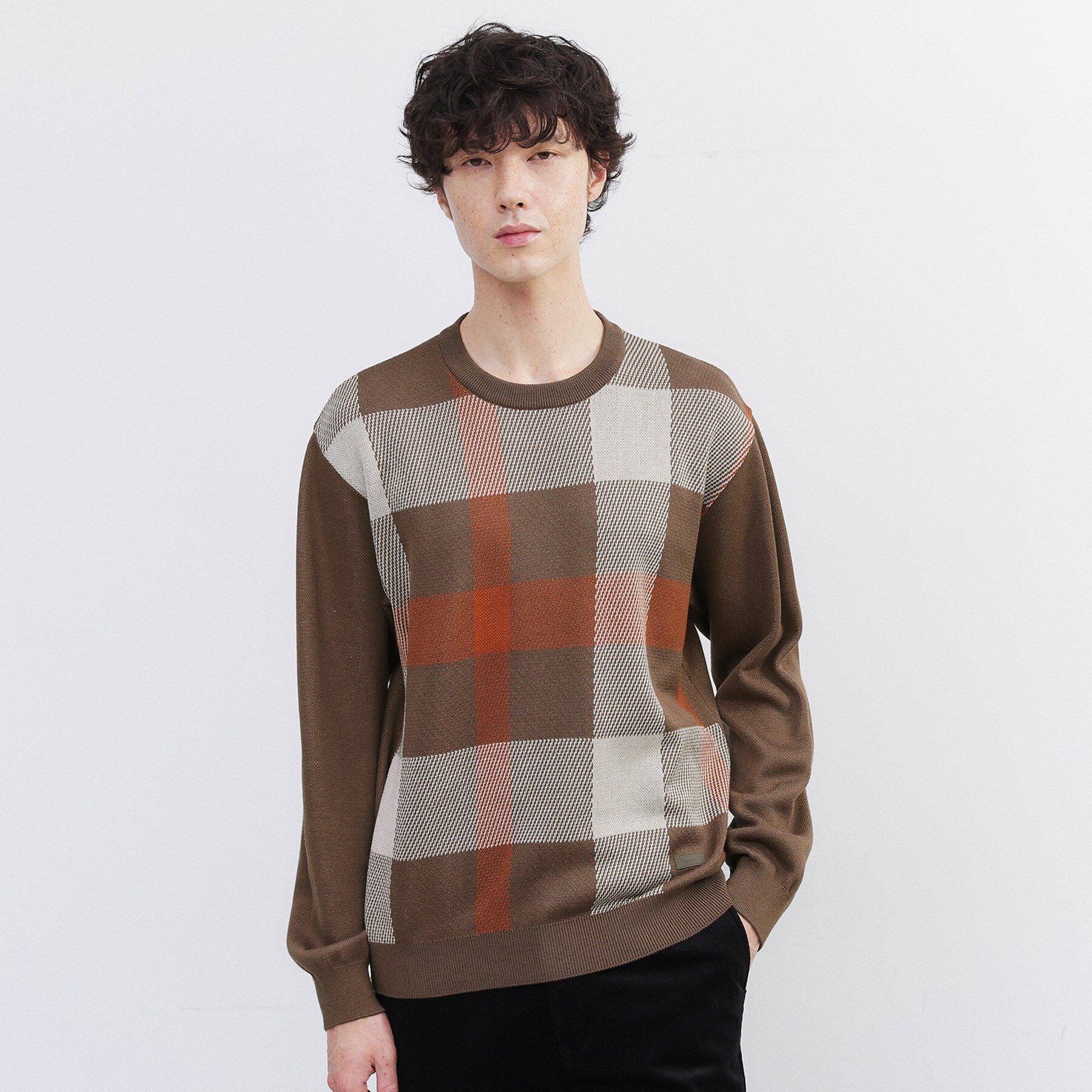 TAKEO KIKUCHI「【Made in JAPAN】ビッグチェック＆スライドパズル柄 ニット」|ニット・セーター|