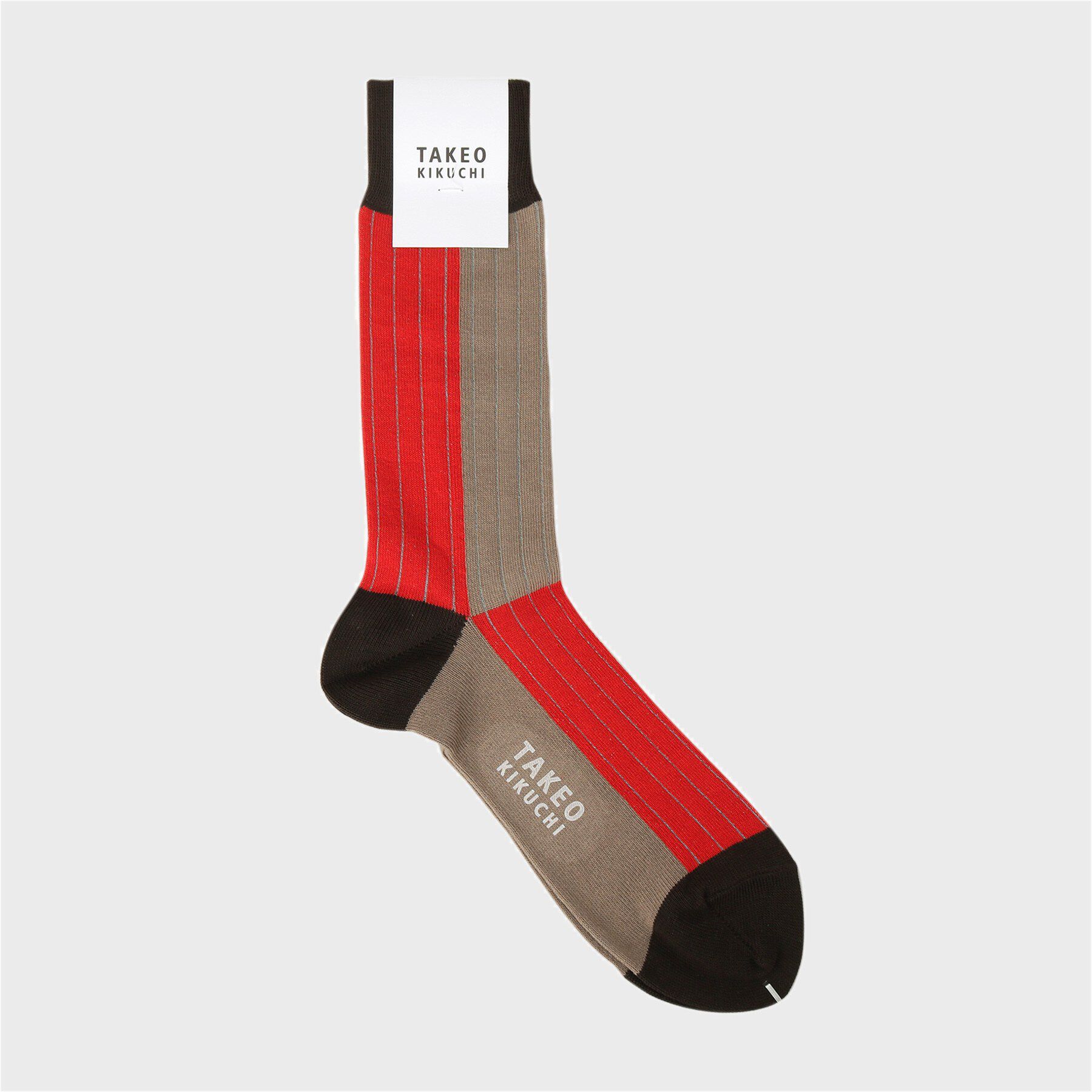 TAKEO KIKUCHI「カラーブロック クルーソックス」|ソックス|レッド(562)