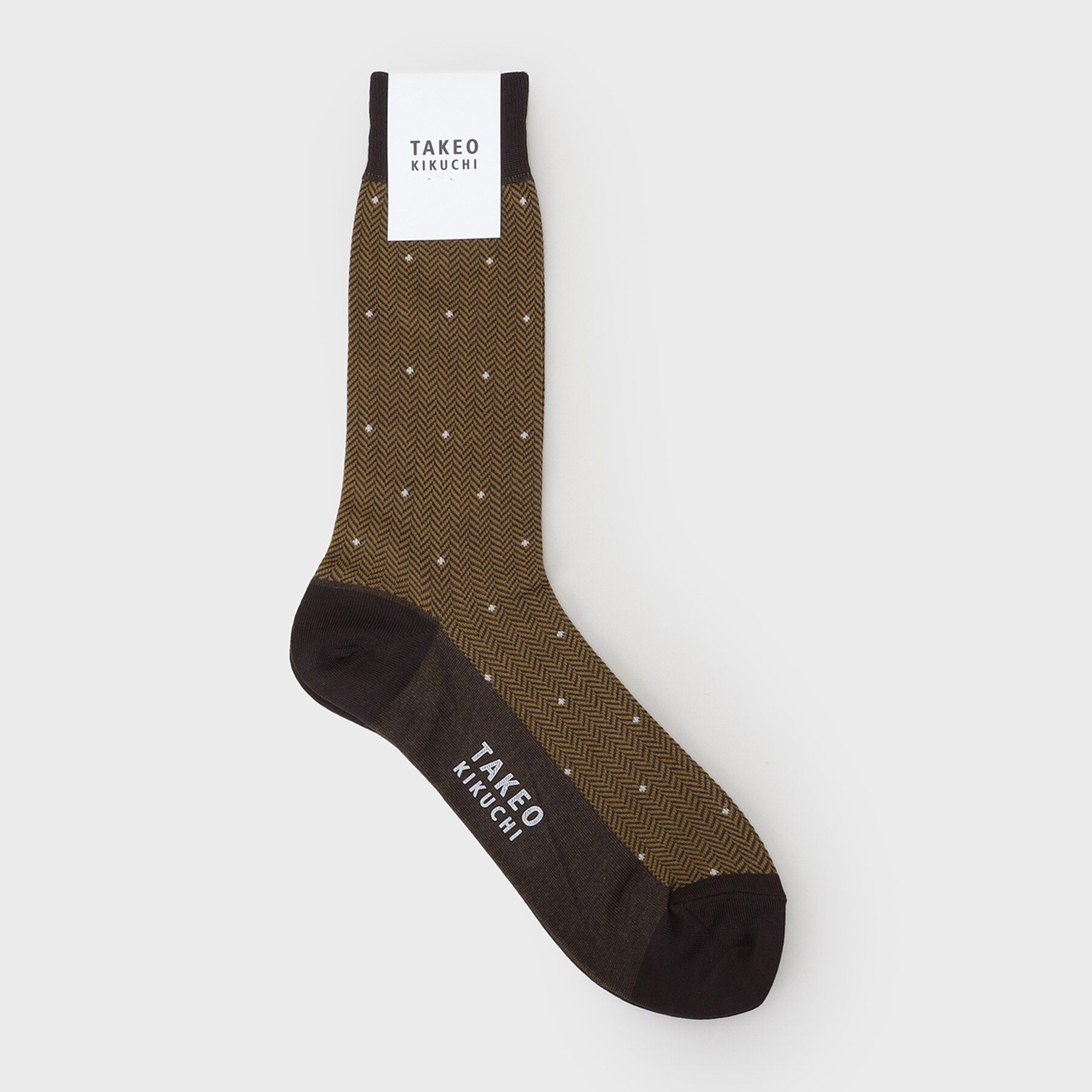 TAKEO KIKUCHI「へリンボン小花ドレスソックス」|ソックス|ブラウン(044)