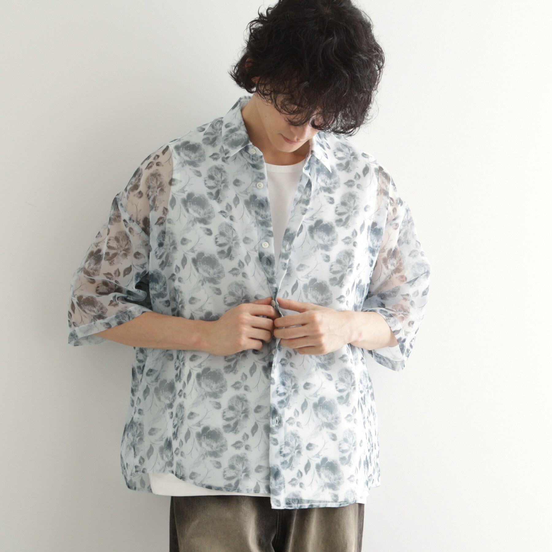 tk.TAKEO KIKUCHI「シアーフラワーシャツ」|シャツ・ブラウス|