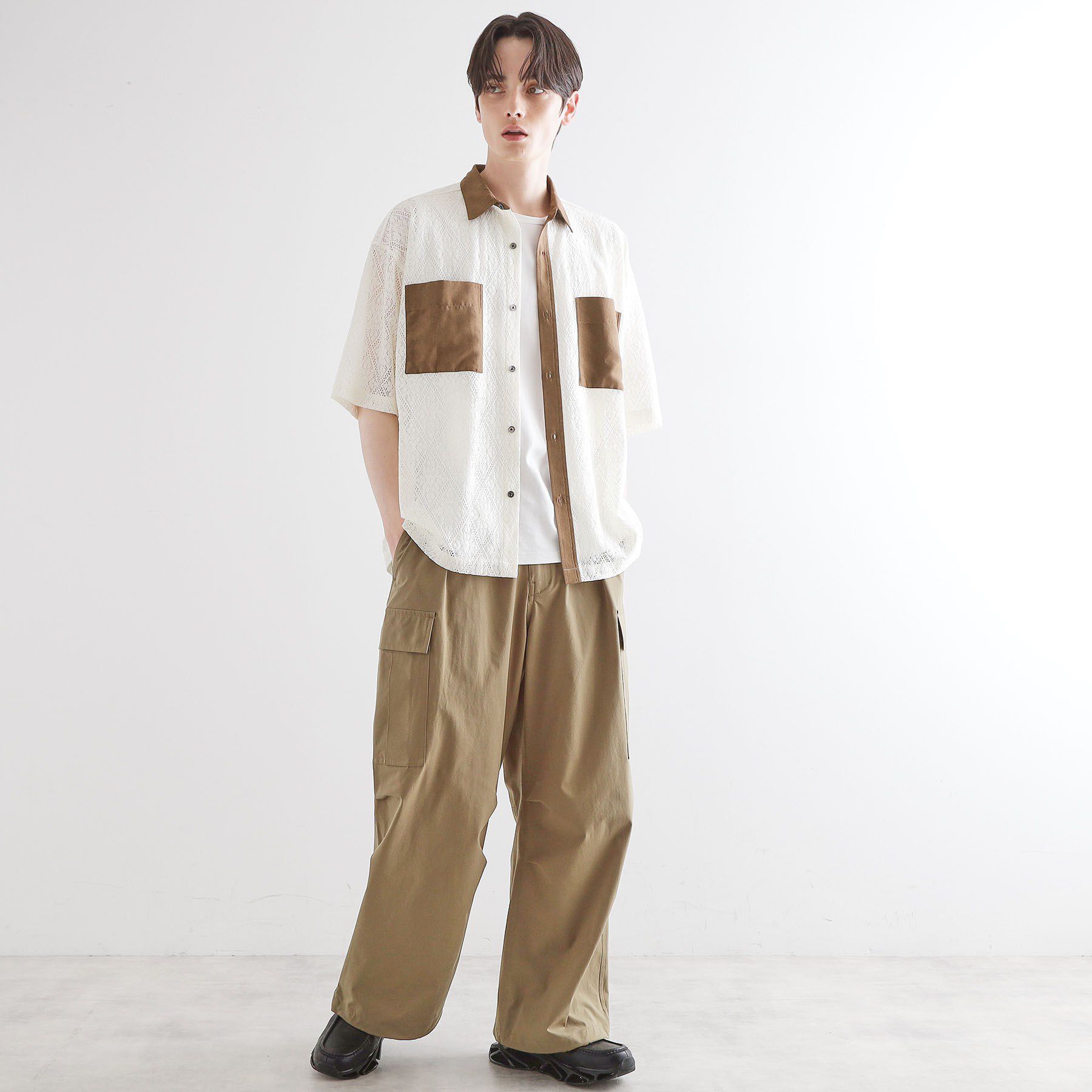 tk.TAKEO KIKUCHI「サマースエードコンビレースシャツ」|シャツ・ブラウス|