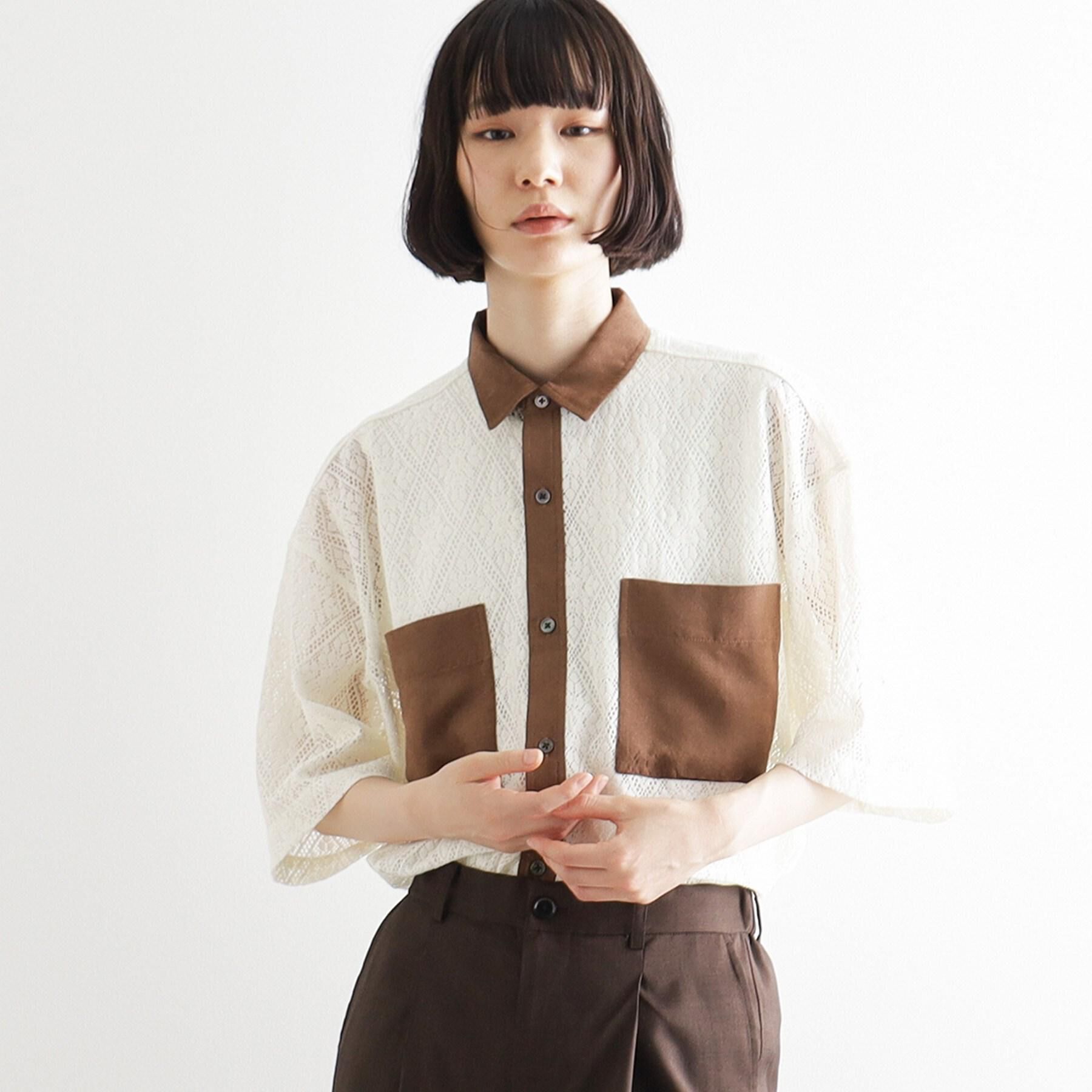 tk.TAKEO KIKUCHI「サマースエードコンビレースシャツ」|シャツ・ブラウス|