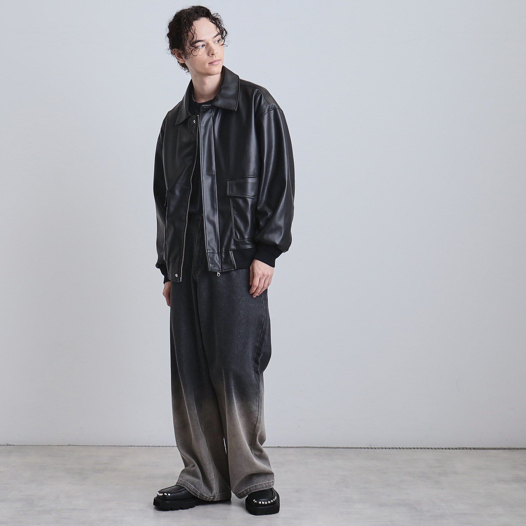 tk.TAKEO KIKUCHI「A－2シンセティックレザーブルゾン」|ブルゾン・スタジャン|