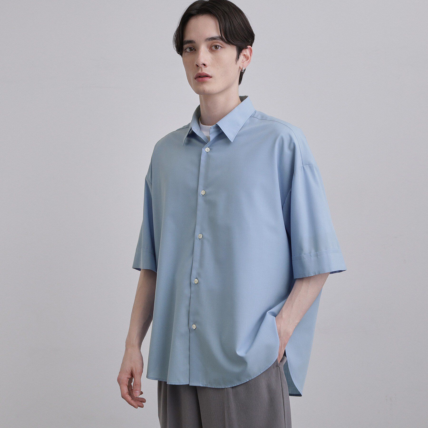 tk.TAKEO KIKUCHI「スタンダードオーバーシャツ」|シャツ・ブラウス|ブルー(092)