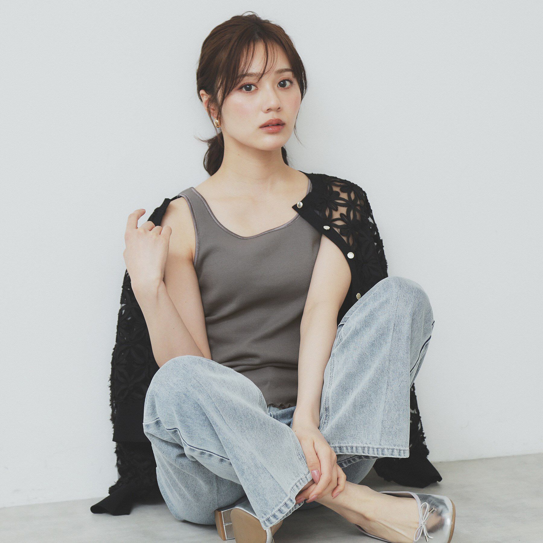 index「前後2WAY サテンパイピングリブタンクトップ【洗濯機洗い可】」|キャミソール|