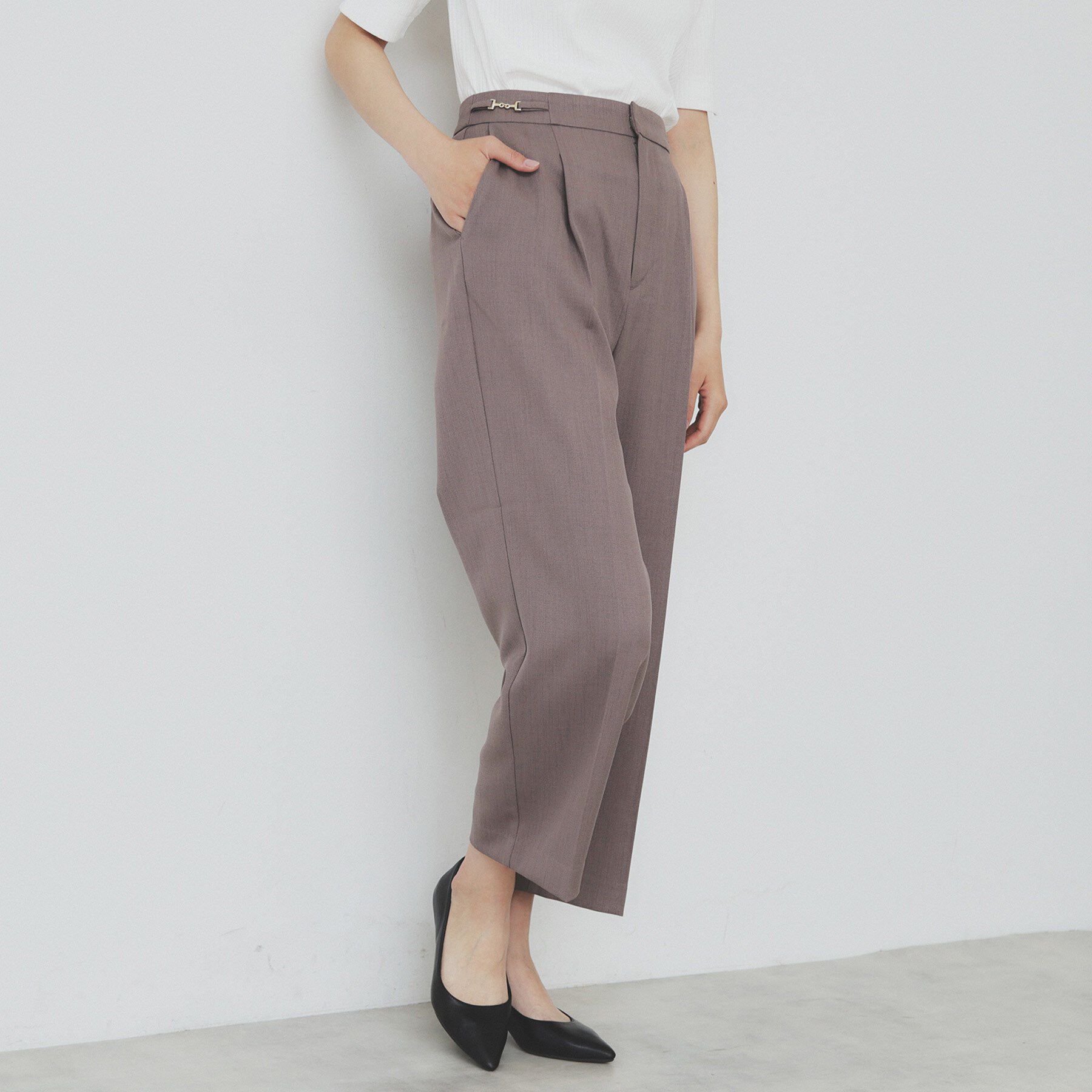 index「サイドビット付きストレッチワイドパンツ【洗濯機洗い可/吸水速乾/防シワ】」|その他|モカブラウン(042